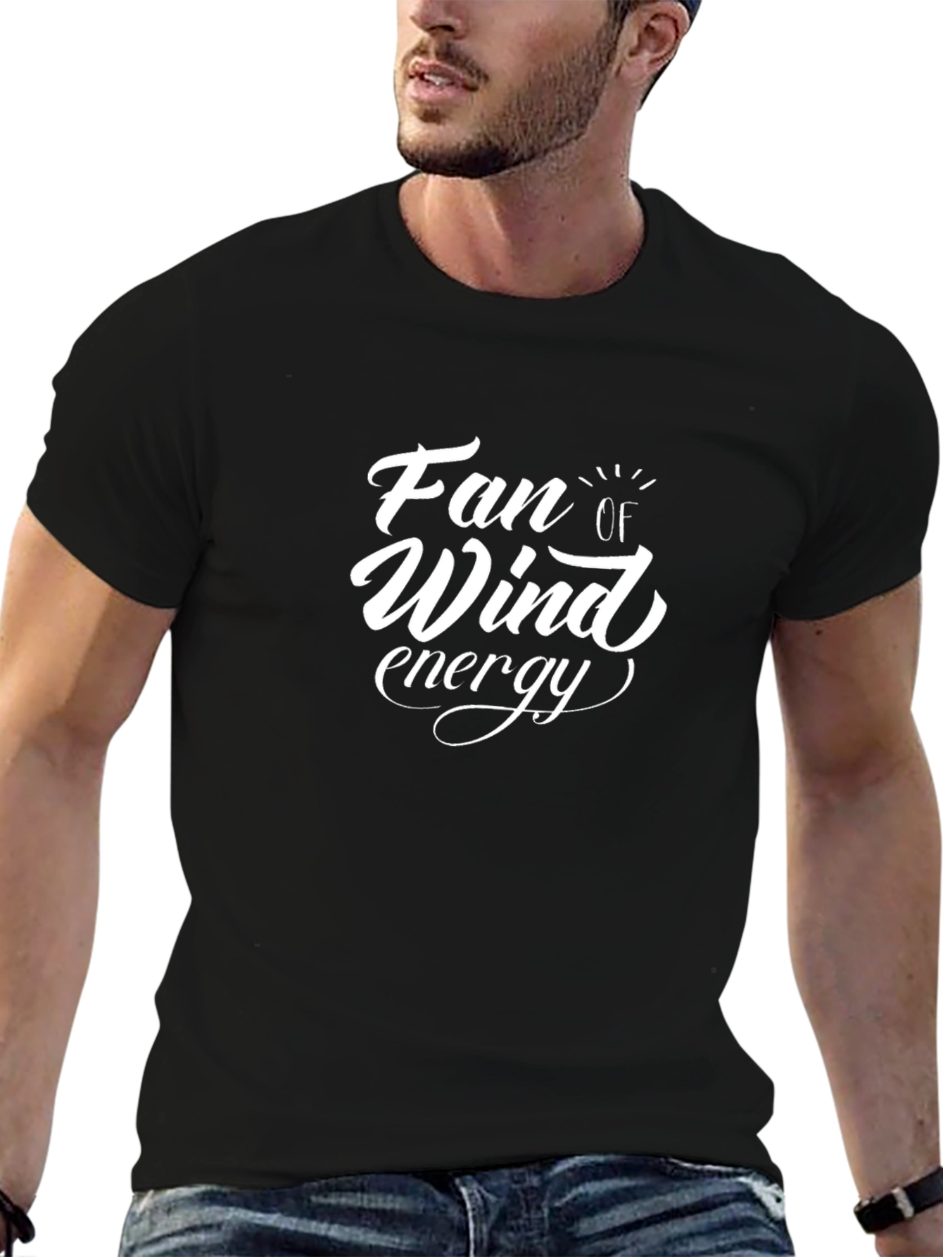 Fan of Wind Energy Black Cotton T-Shirt