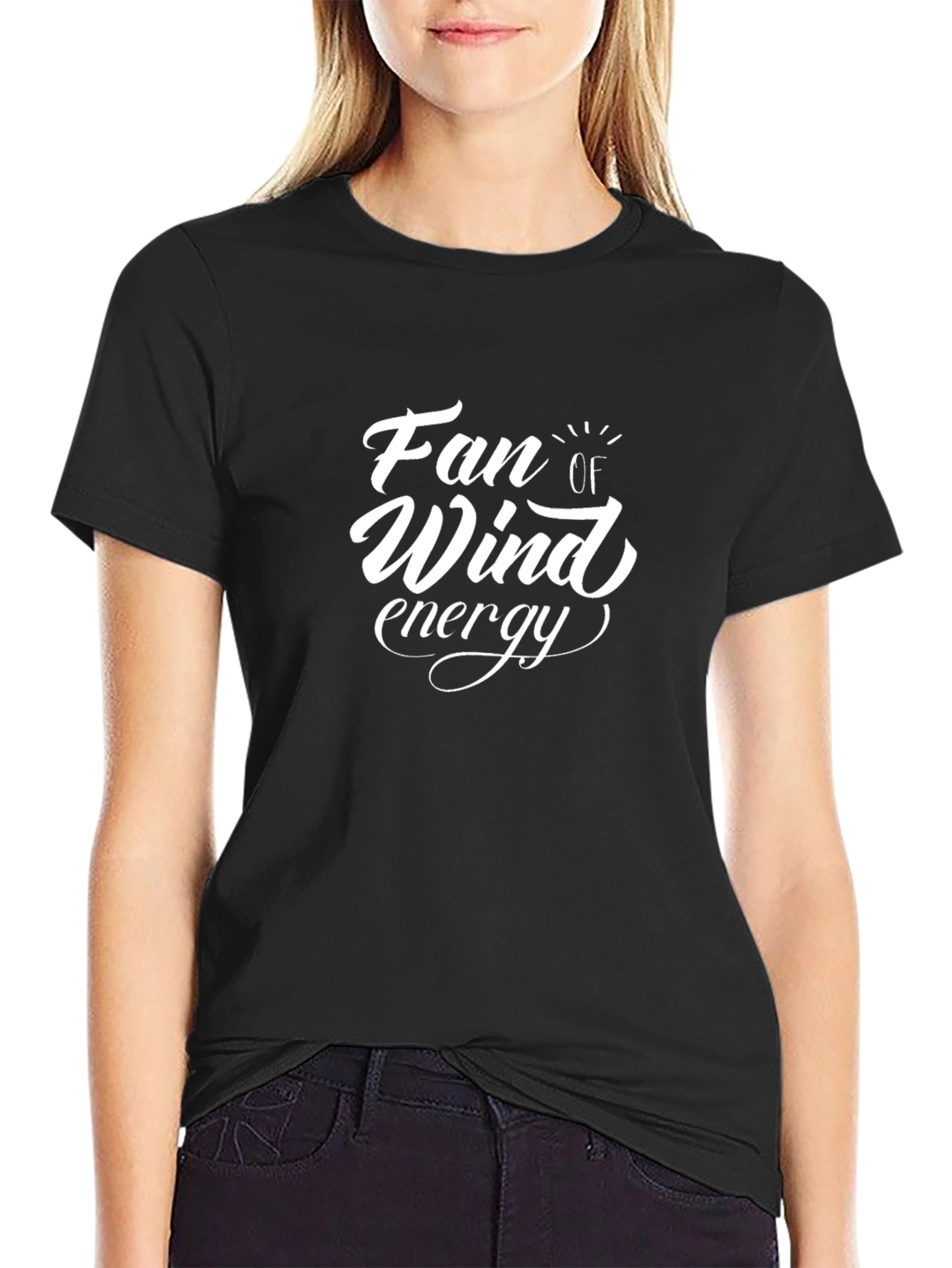 Fan of Wind Energy Black Cotton T-Shirt