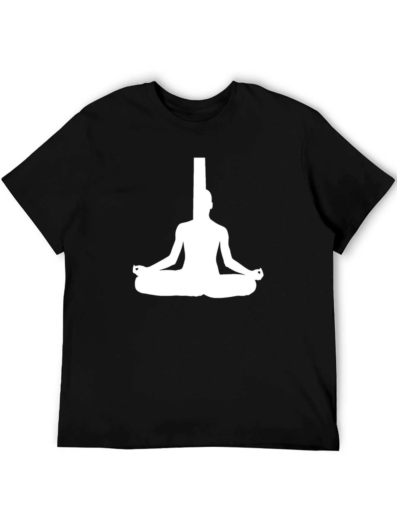 Meditating Man Graphic Tee - Black Cotton Blend T-Shirt