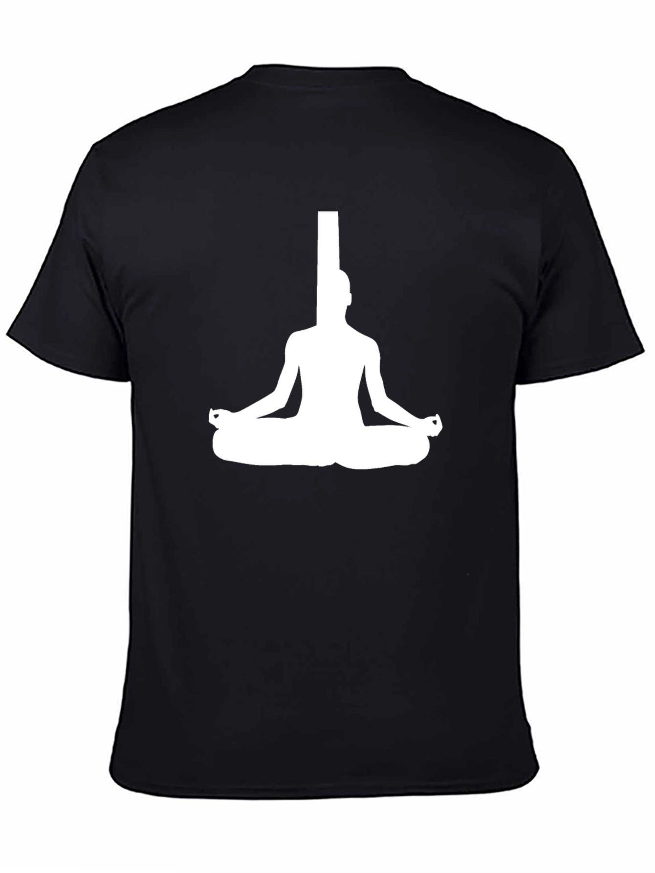Meditating Man Graphic Tee - Black Cotton Blend T-Shirt