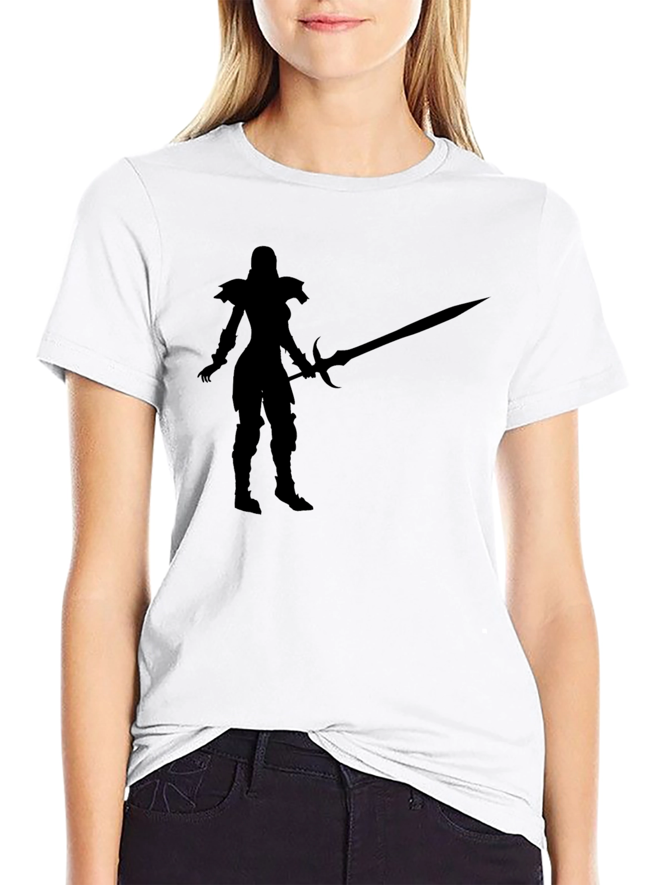 Warrior Silhouette Graphic Black T-Shirt