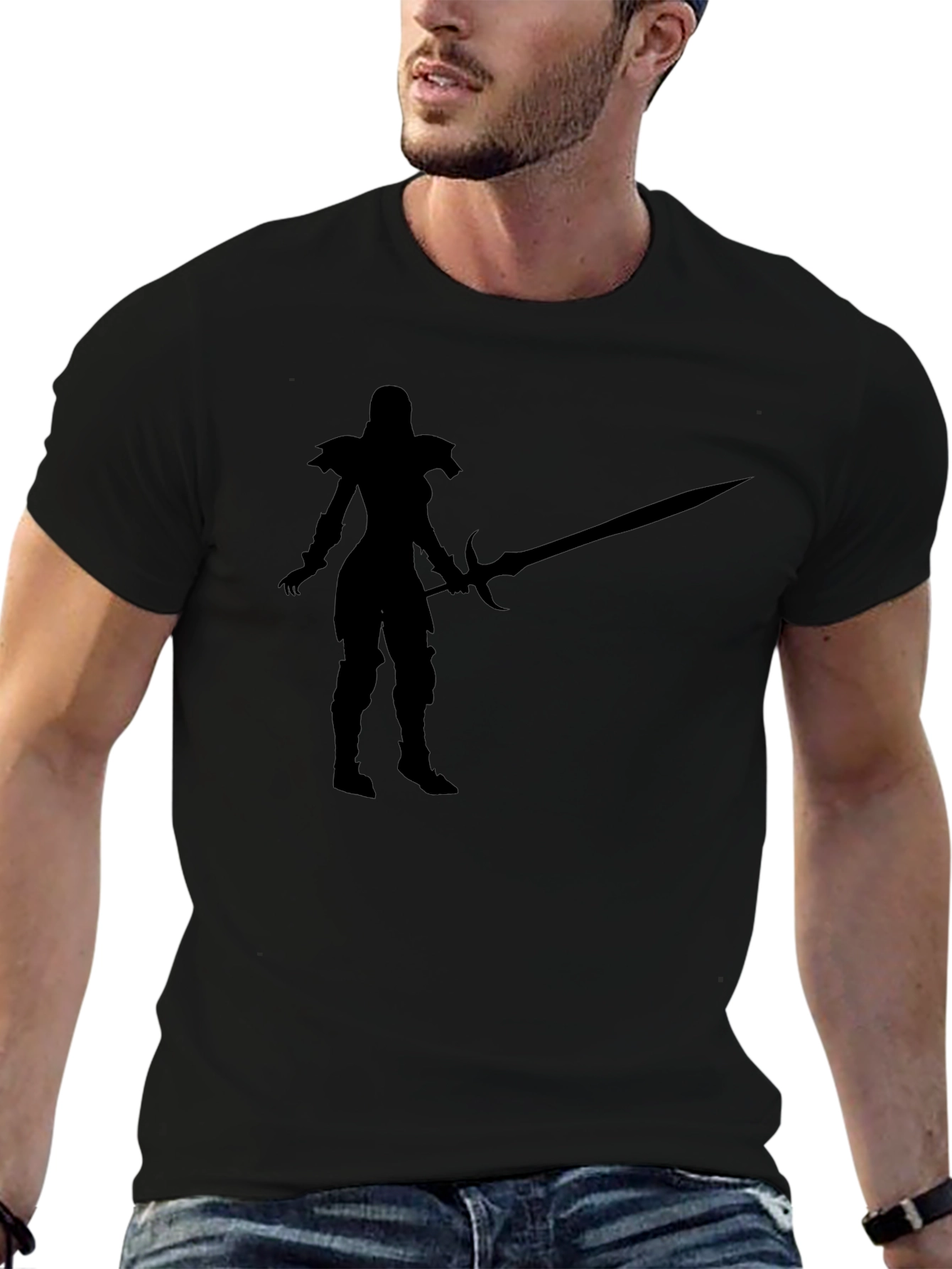 Warrior Silhouette Graphic Black T-Shirt