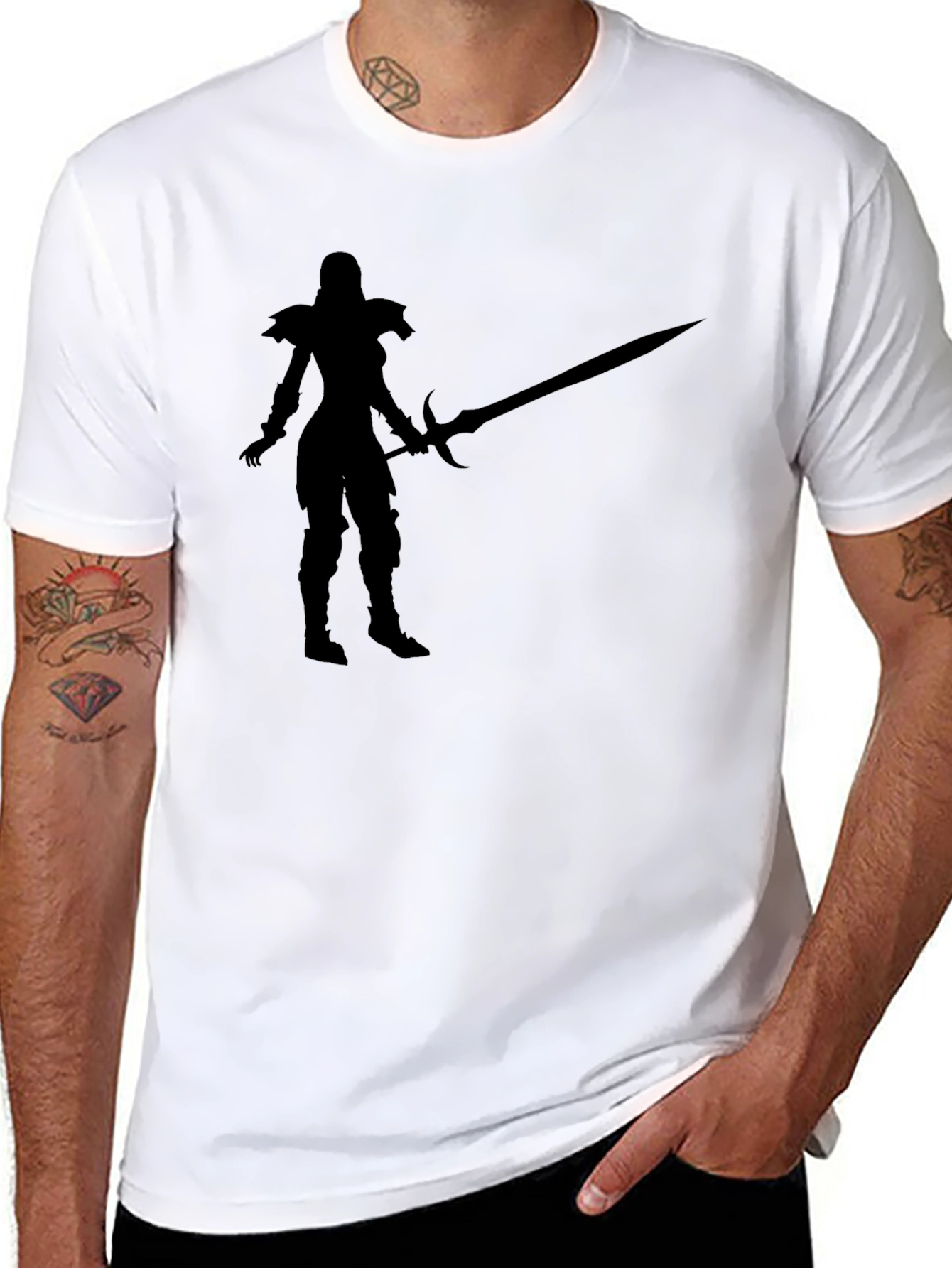 Warrior Silhouette Graphic Black T-Shirt