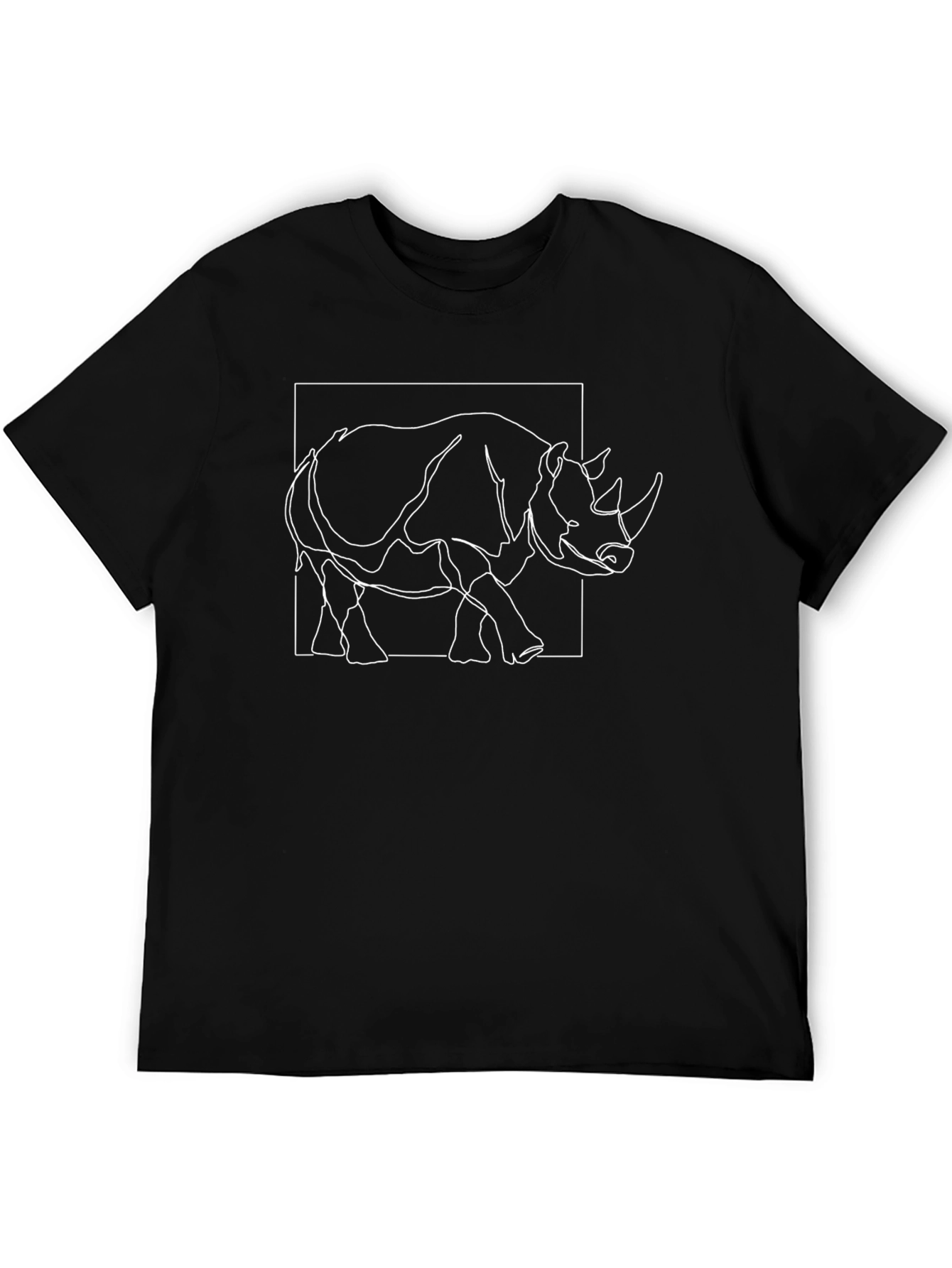 Rhino Graphic Tee - Modern Line Art Animal Design