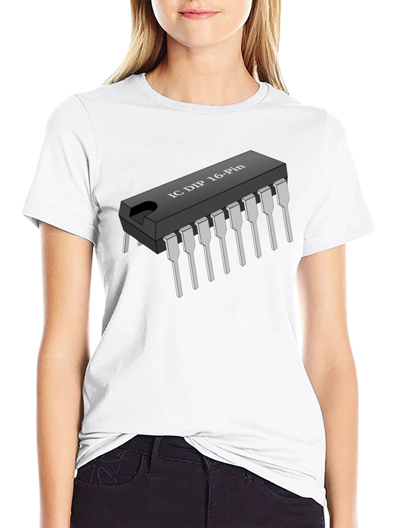 IC DIP 16-Pin Black T-Shirt - Geeky Electronics Tee