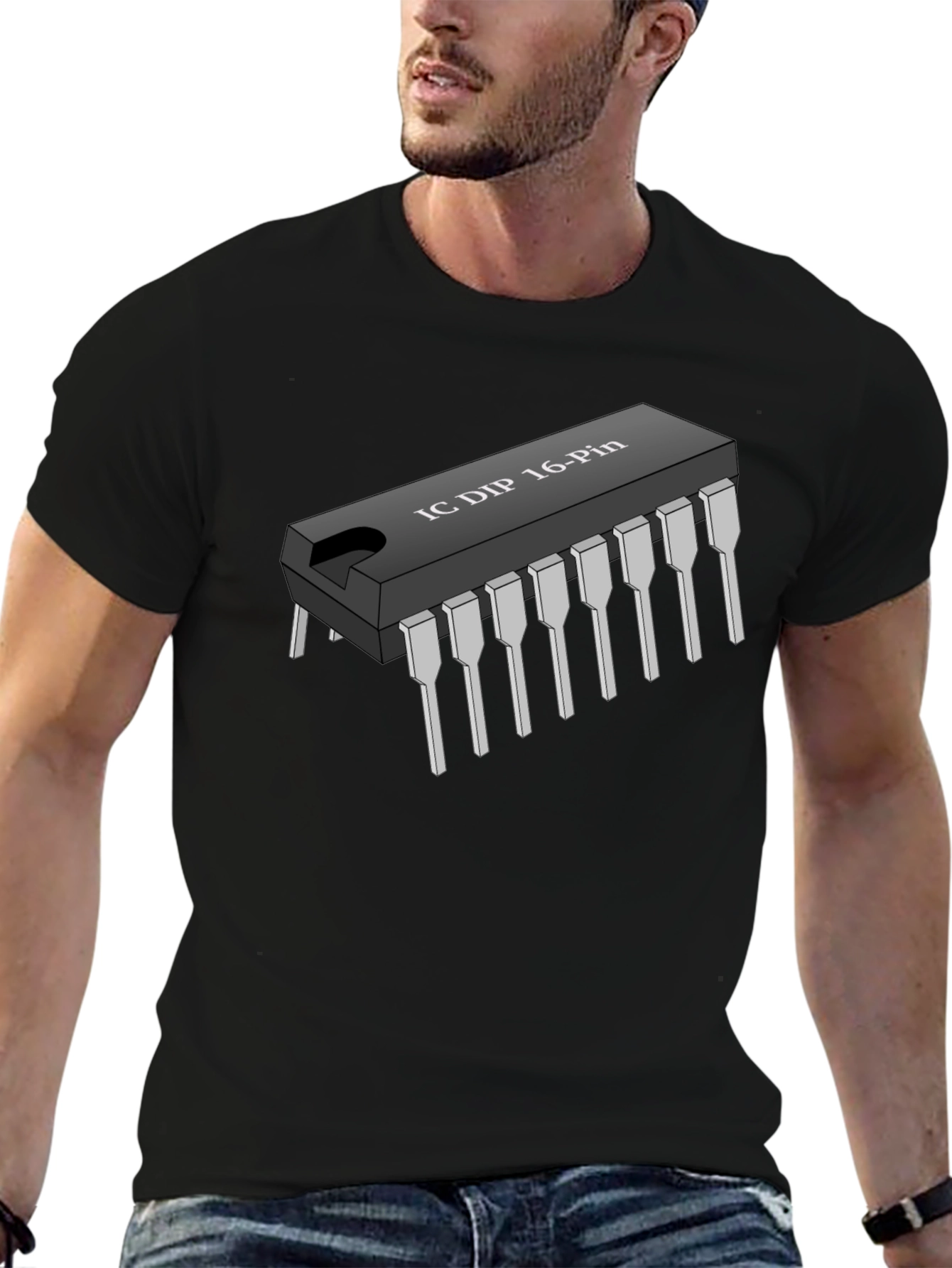 IC DIP 16-Pin Black T-Shirt - Geeky Electronics Tee