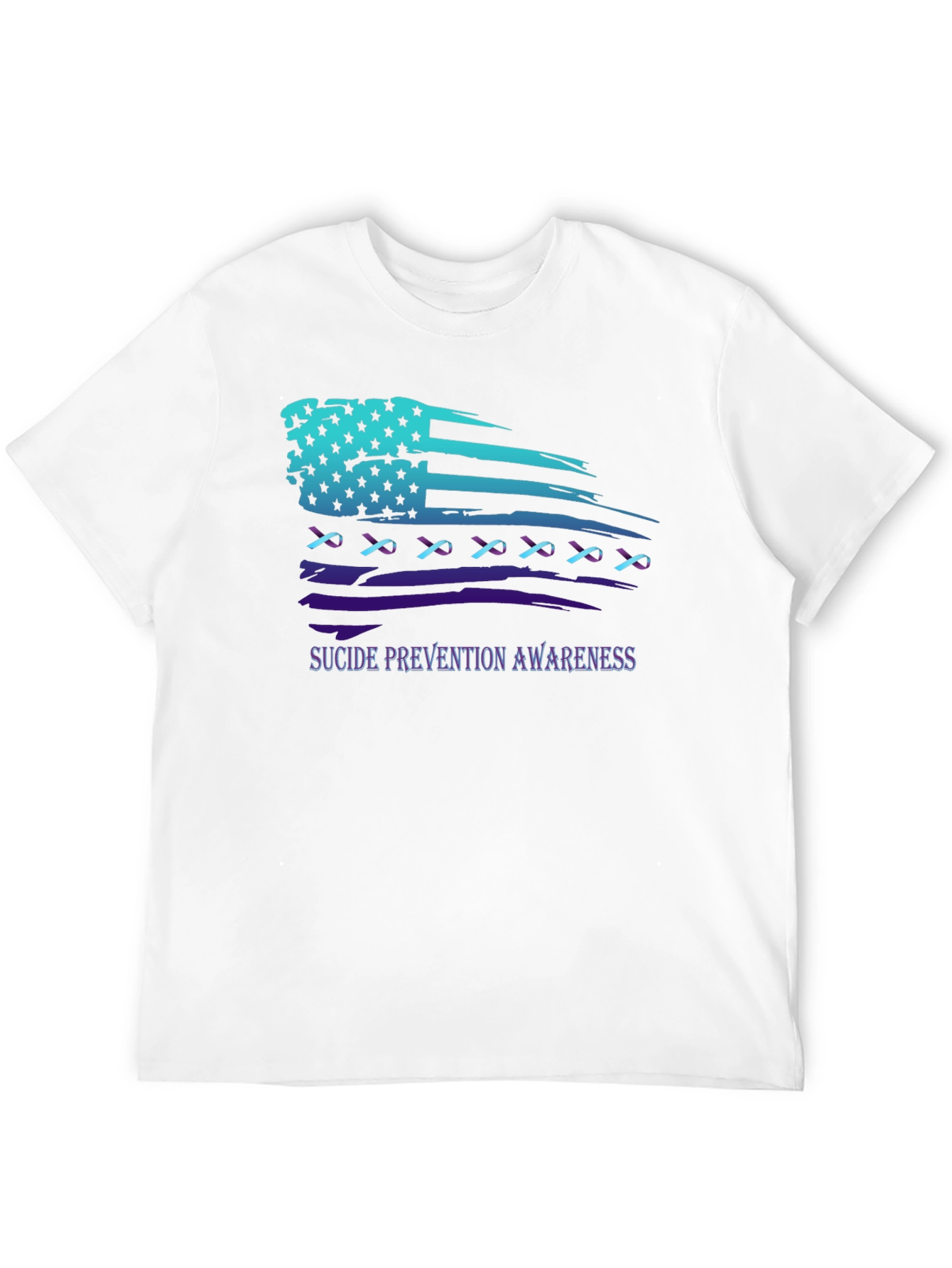 Suicide Prevention Awareness Ribbon American Flag T-Shirt