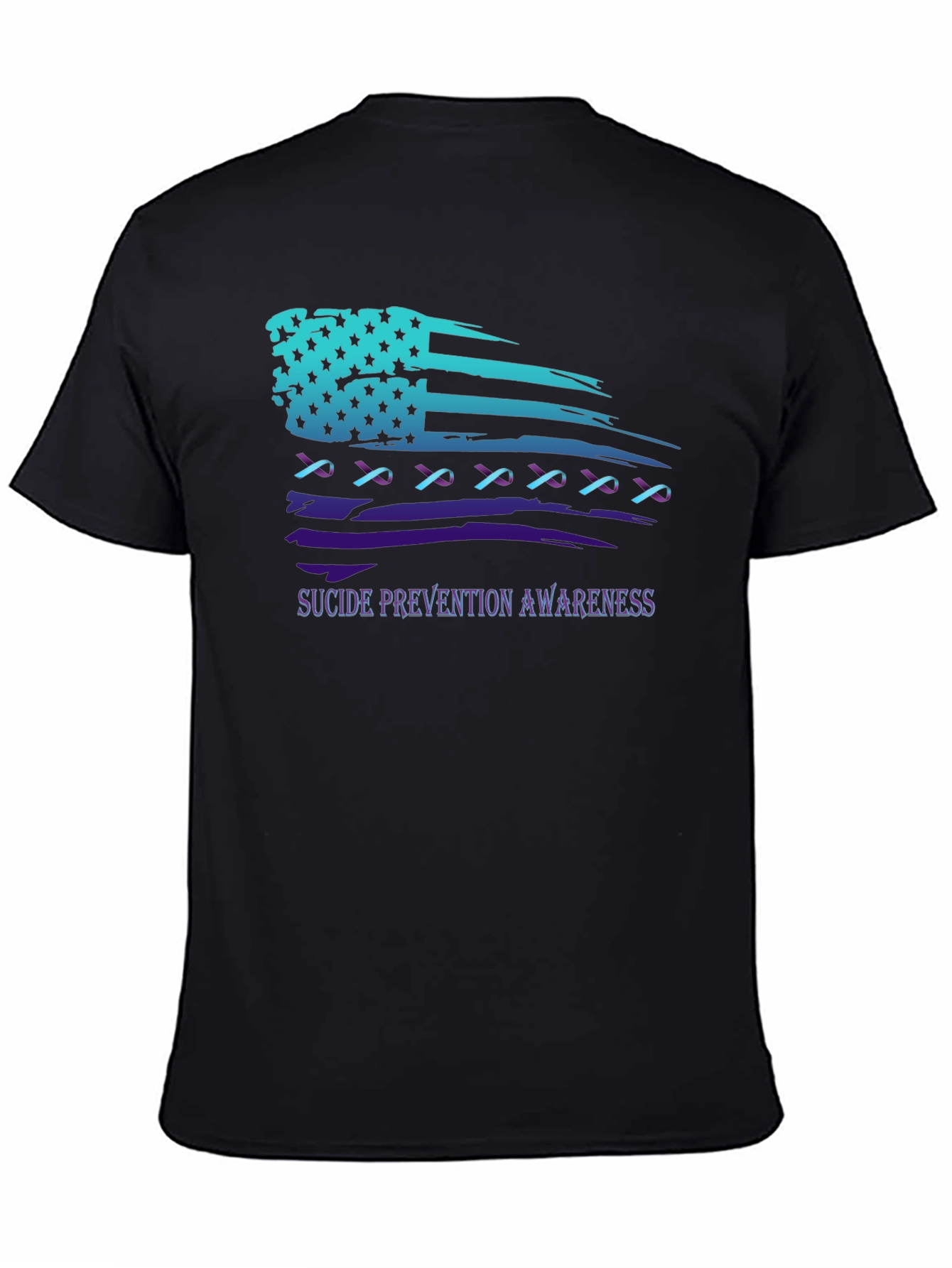 Suicide Prevention Awareness Ribbon American Flag T-Shirt