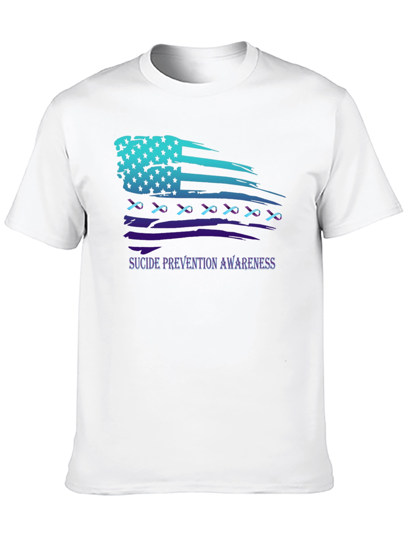 Suicide Prevention Awareness Ribbon American Flag T-Shirt