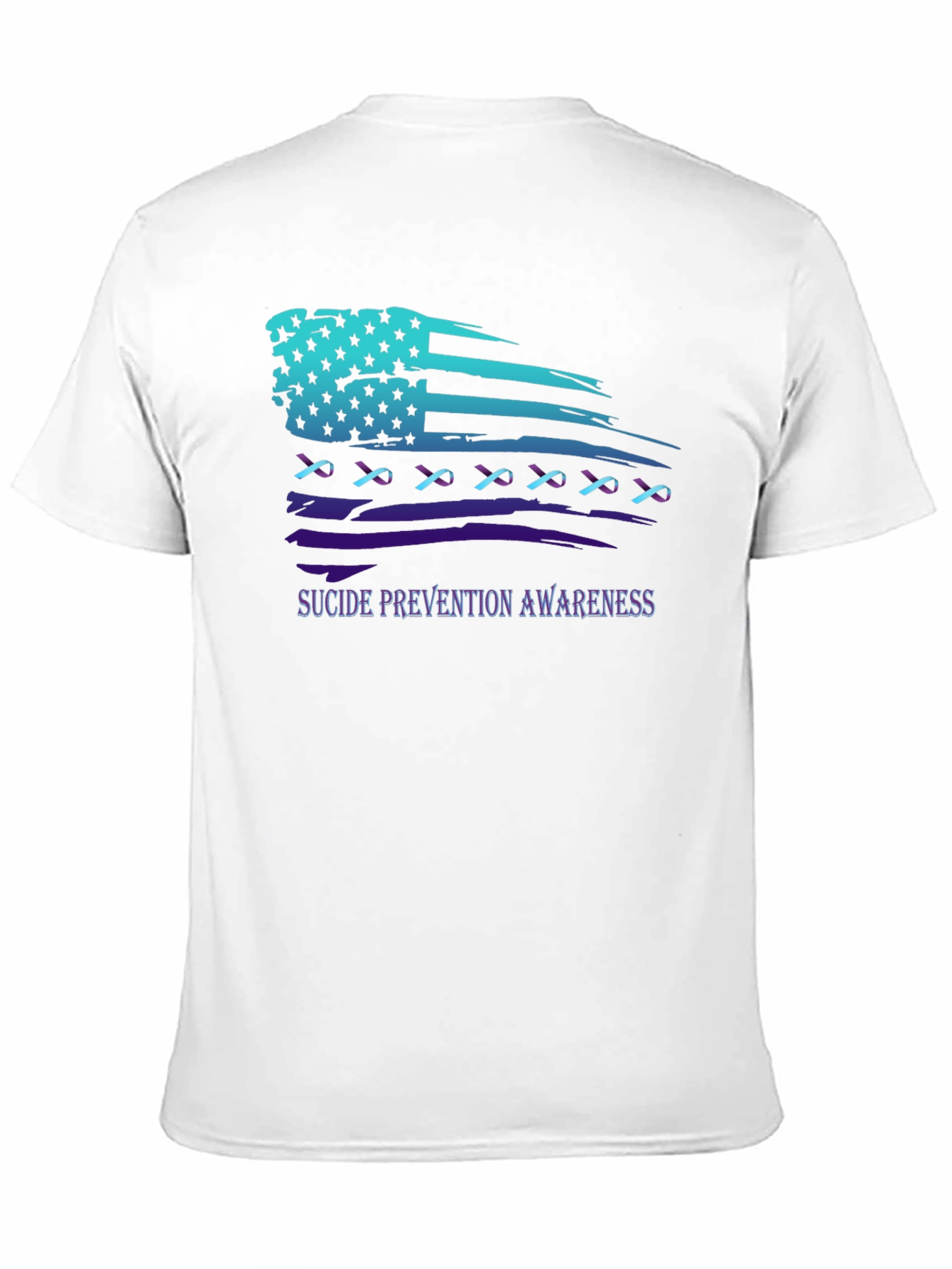 Suicide Prevention Awareness Ribbon American Flag T-Shirt