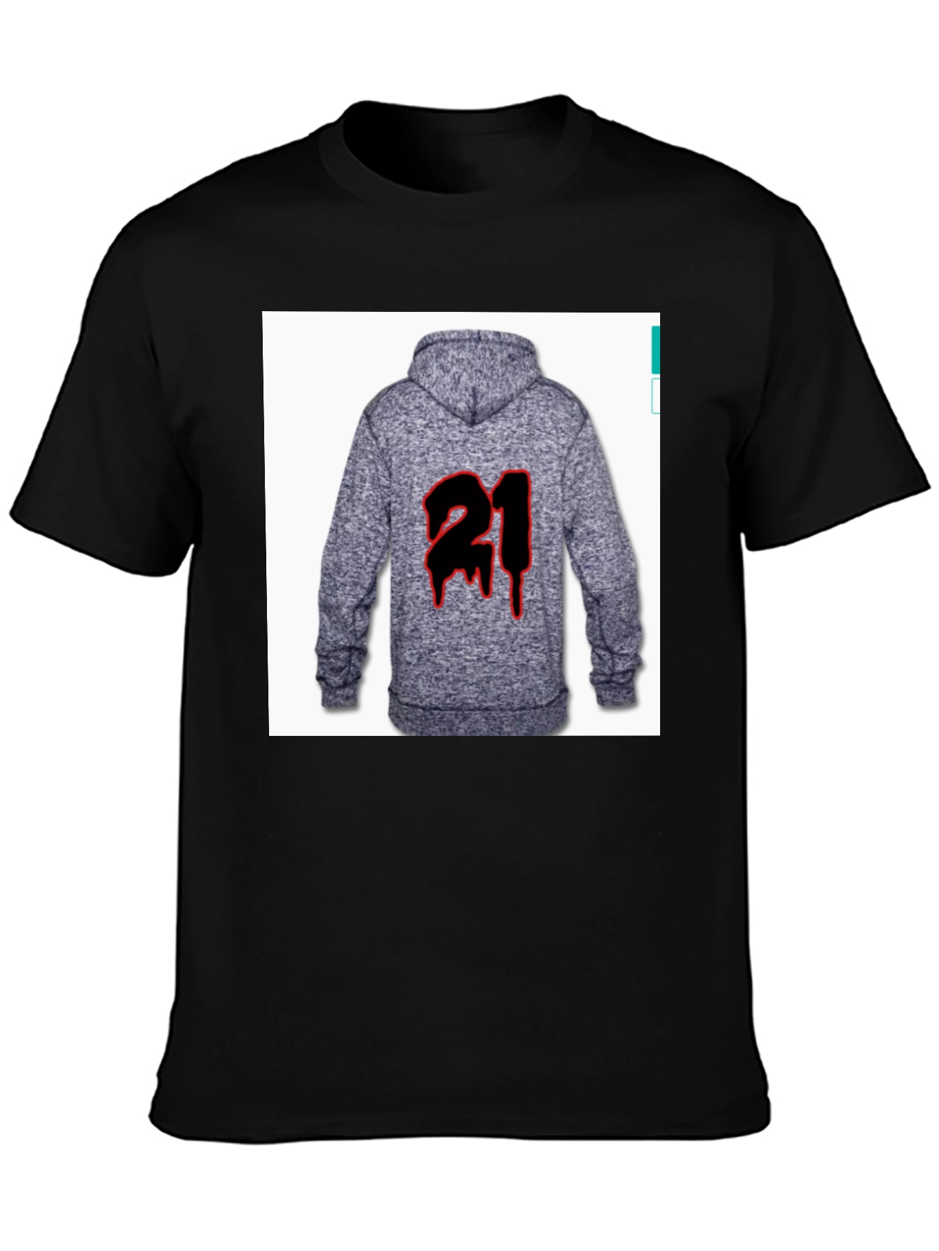 Black T-Shirt with 21 Hoodie Graphic