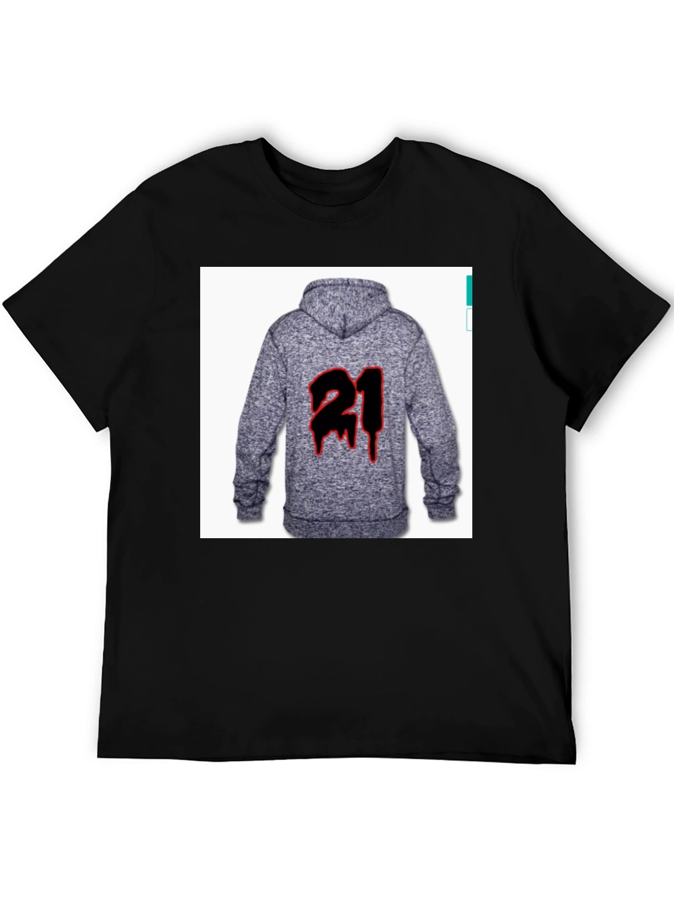 Black T-Shirt with 21 Hoodie Graphic