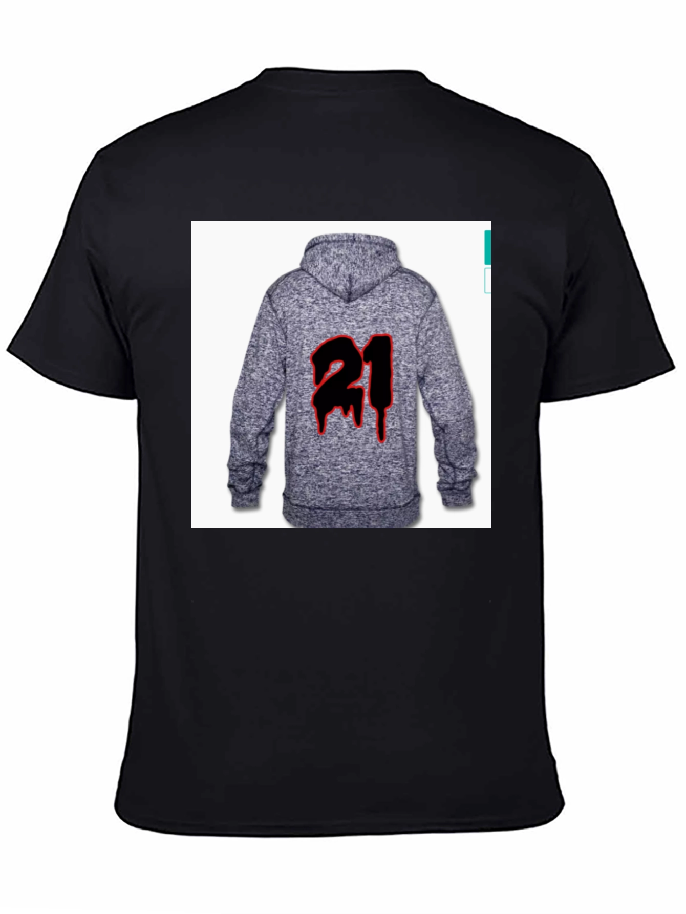 Black T-Shirt with 21 Hoodie Graphic