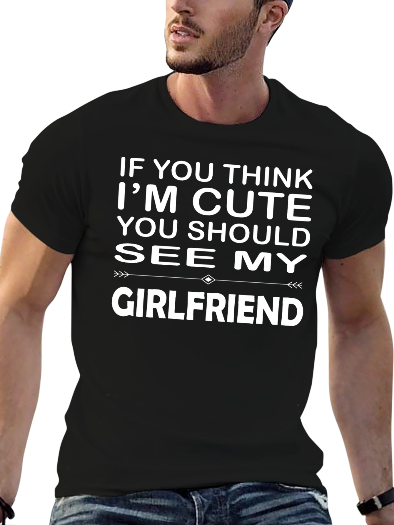 Funny Girlfriend Graphic Tee - Black Crew Neck Shirt