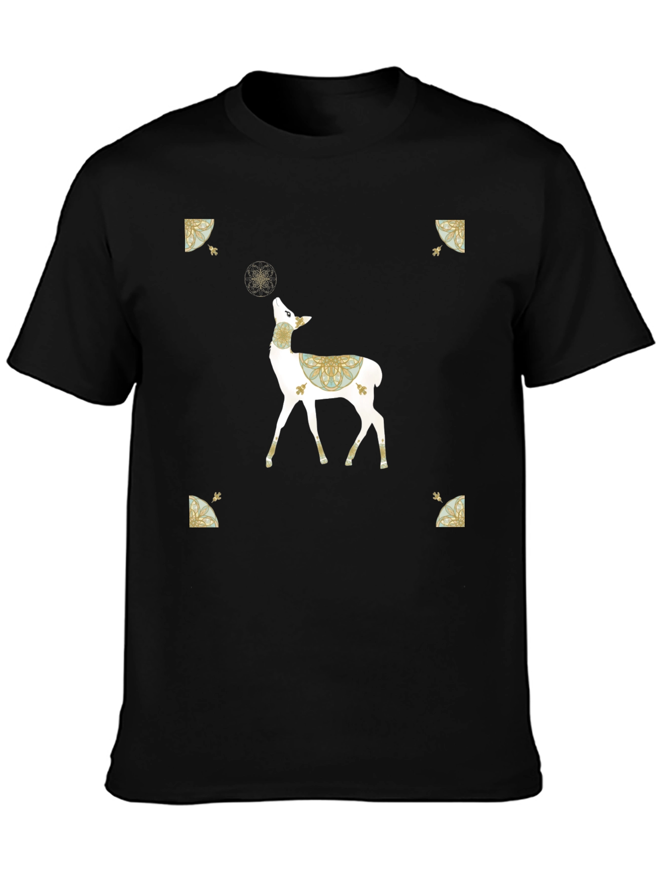 Deer Graphic Print Black T-Shirt