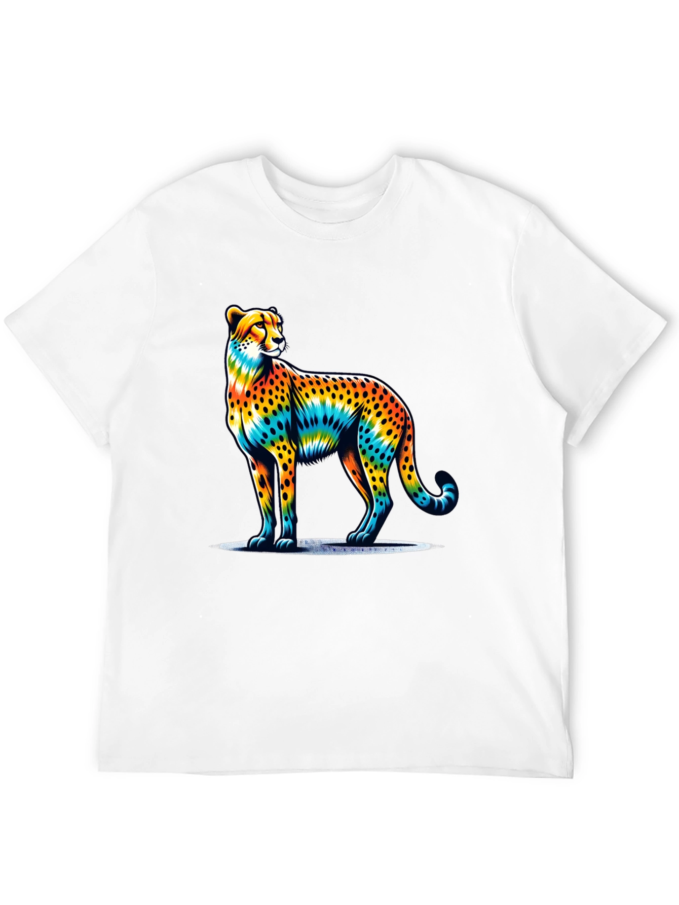 Rainbow Cheetah Graphic Tee - Stylish Mens T-Shirt