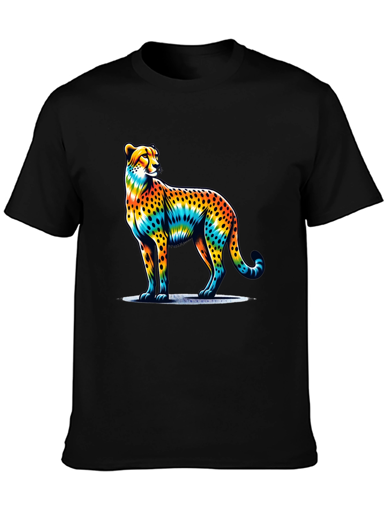 Rainbow Cheetah Graphic Tee - Stylish Mens T-Shirt