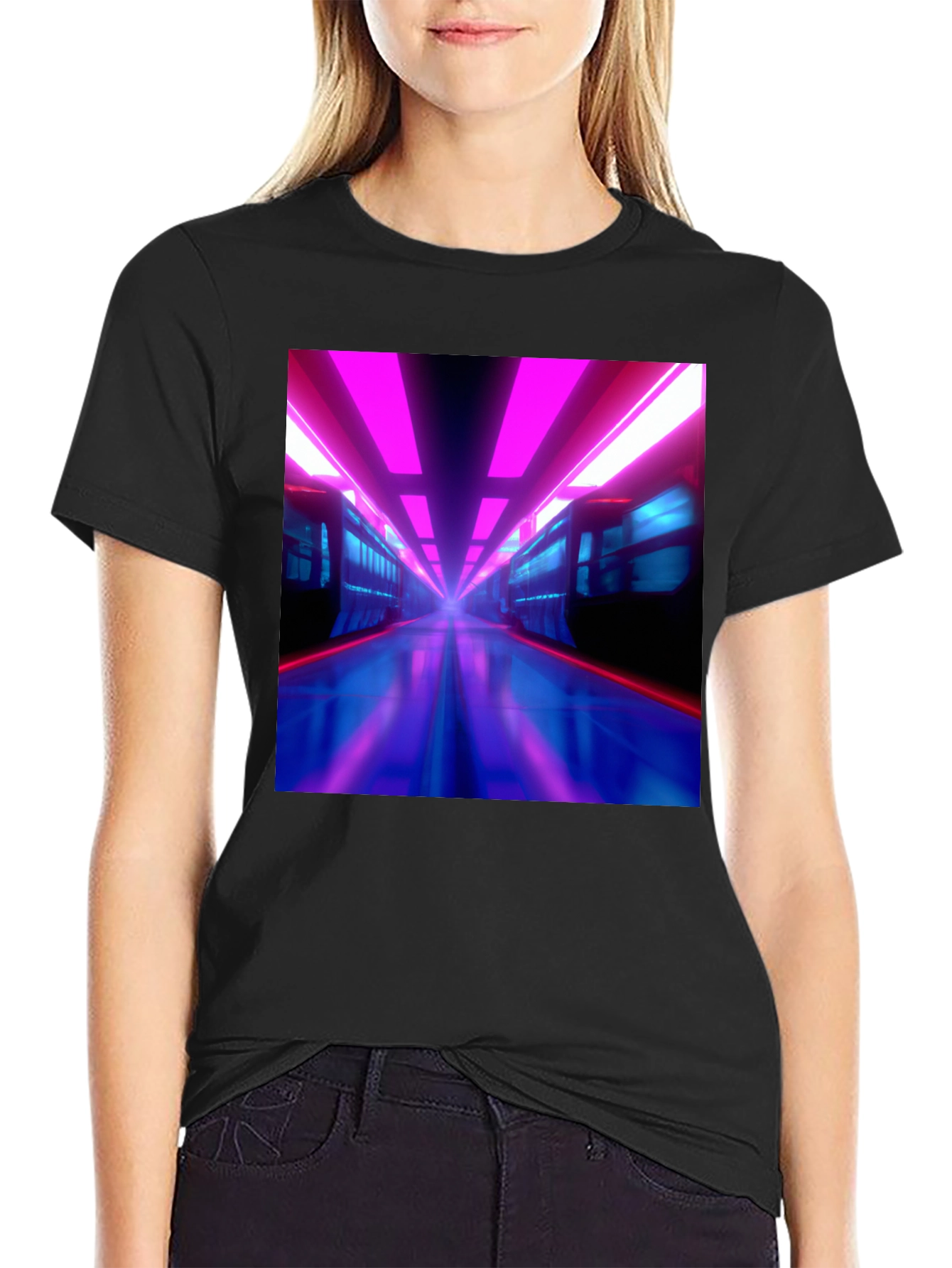 Retro Train T-Shirt - Cyberpunk Style