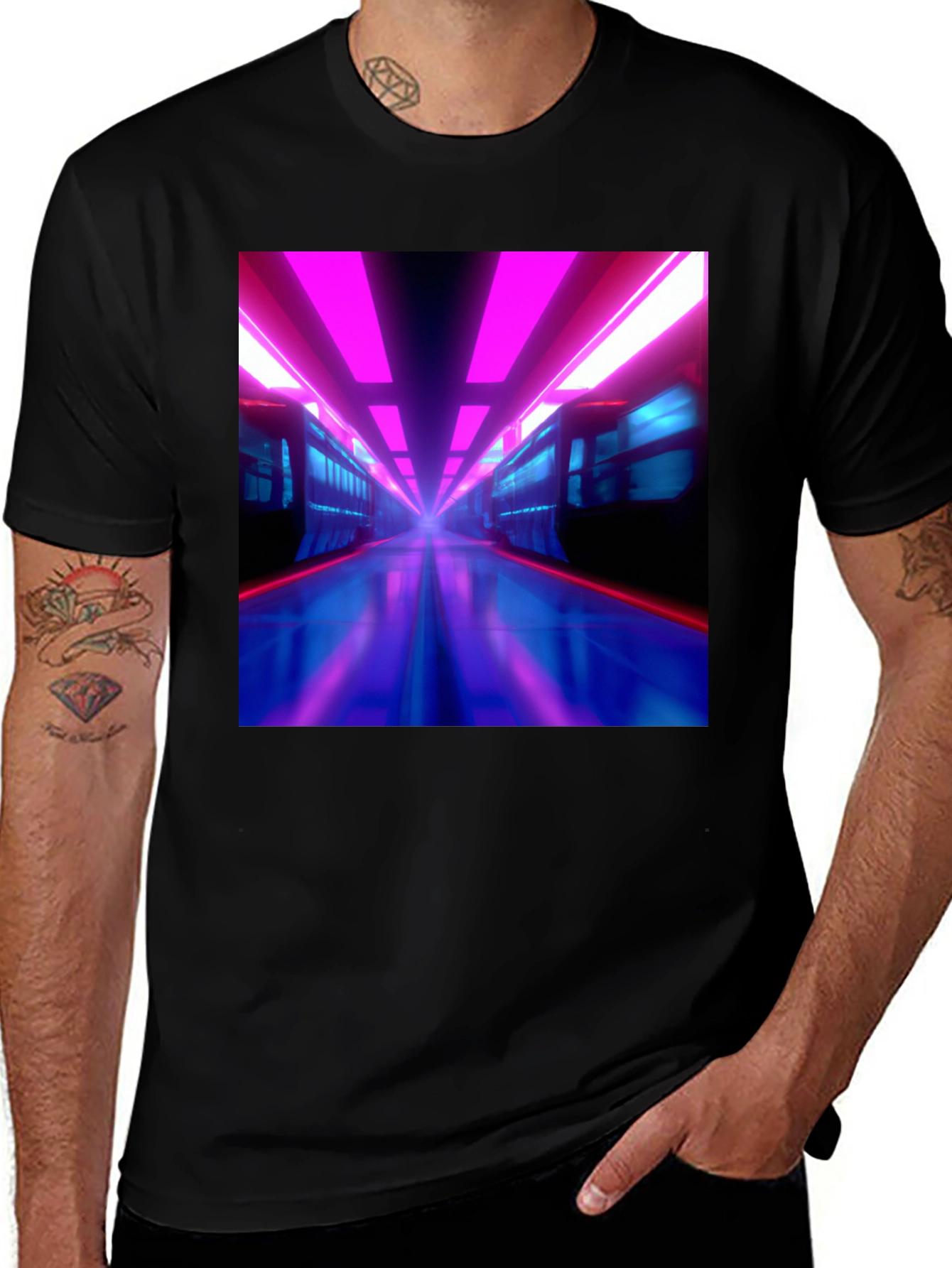 Retro Train T-Shirt - Cyberpunk Style