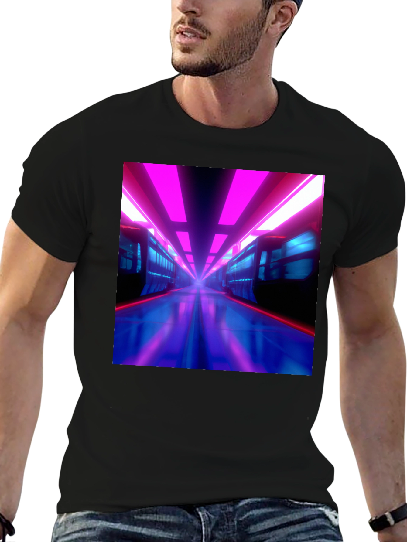 Retro Train T-Shirt - Cyberpunk Style