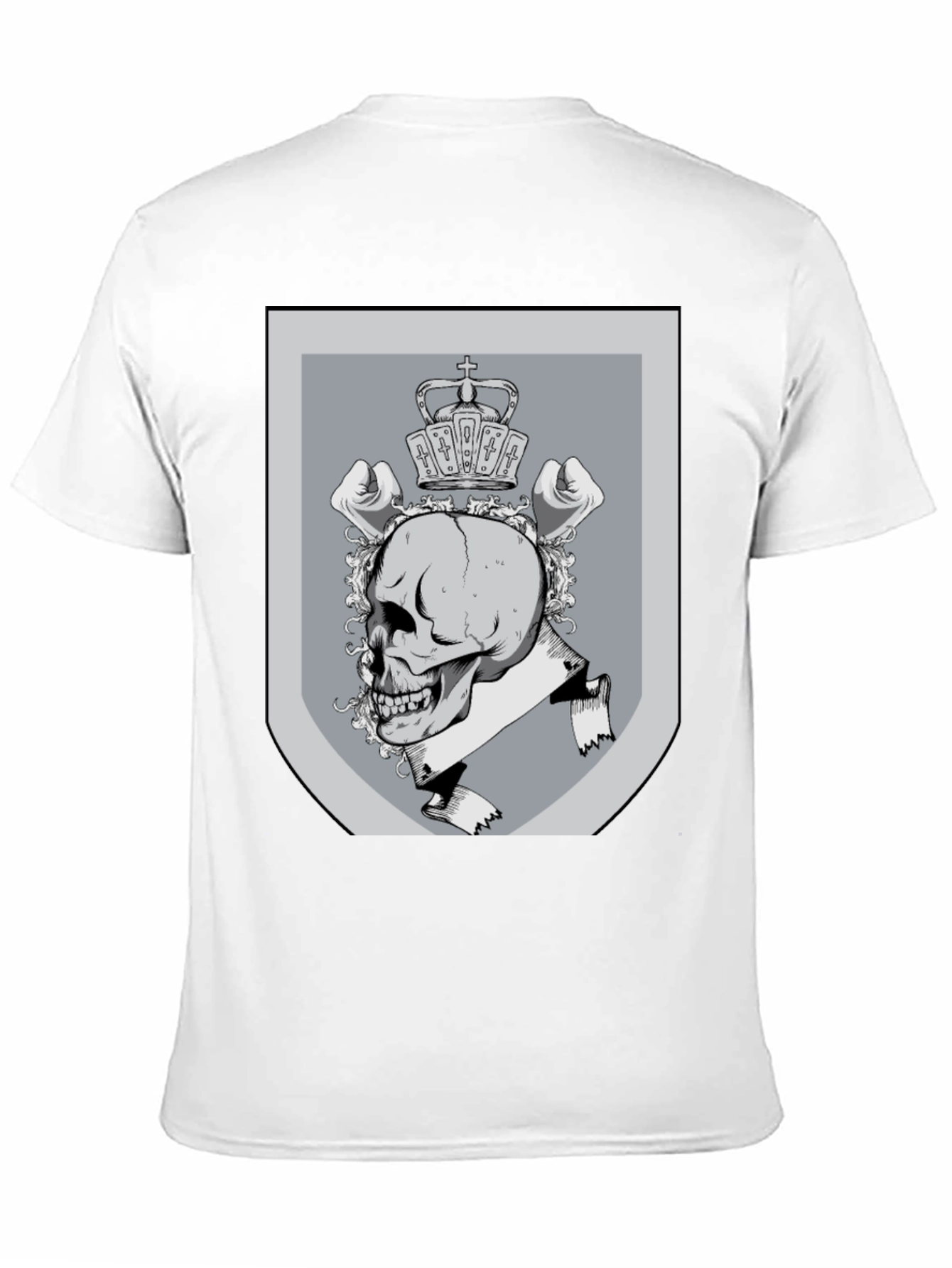 Skull Crown Emblem Graphic Tee - Black