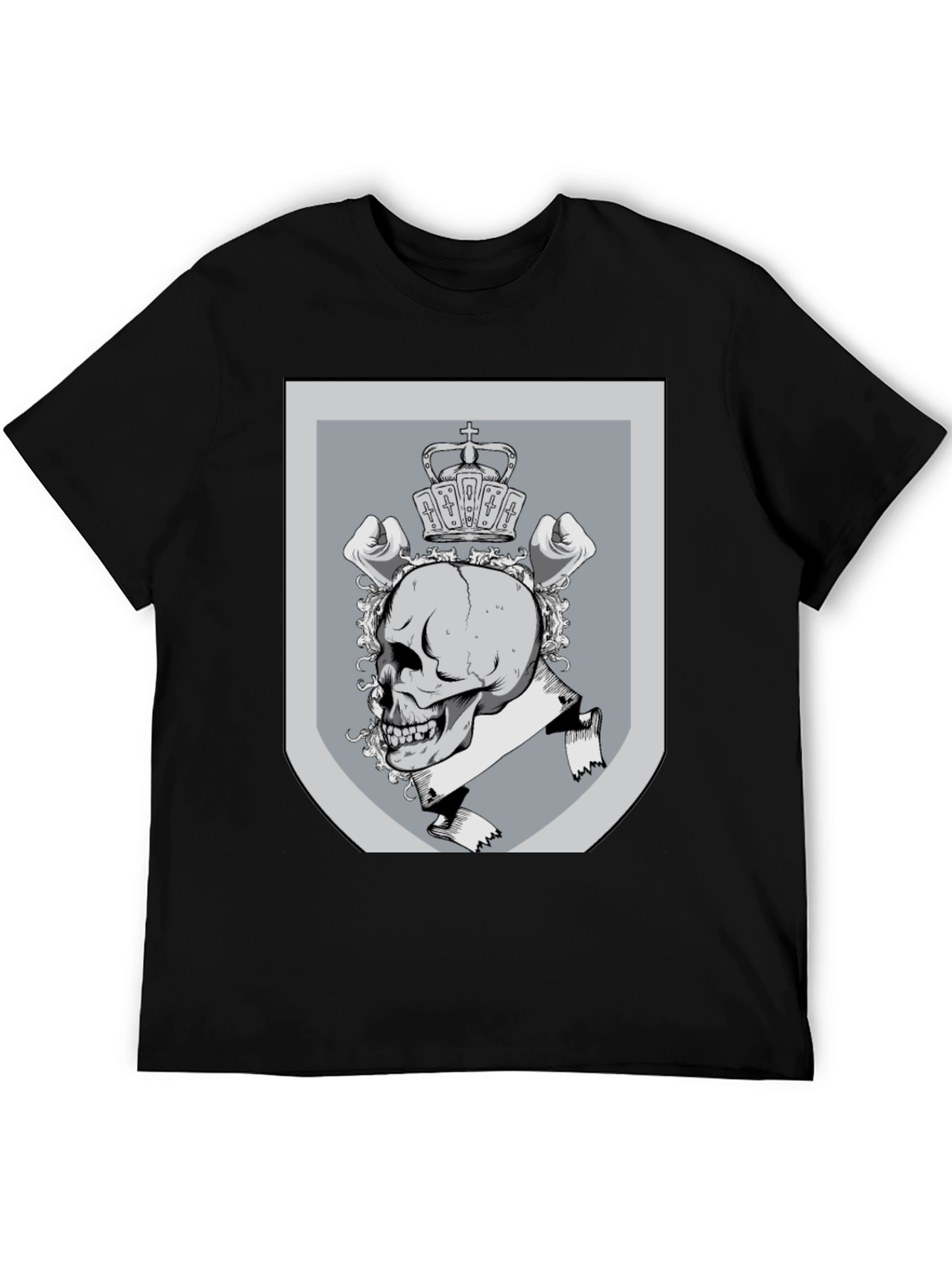 Skull Crown Emblem Graphic Tee - Black