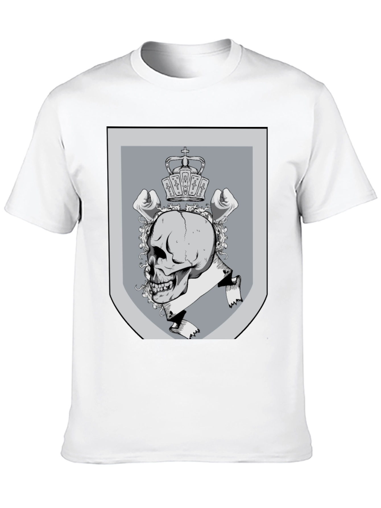 Skull Crown Emblem Graphic Tee - Black