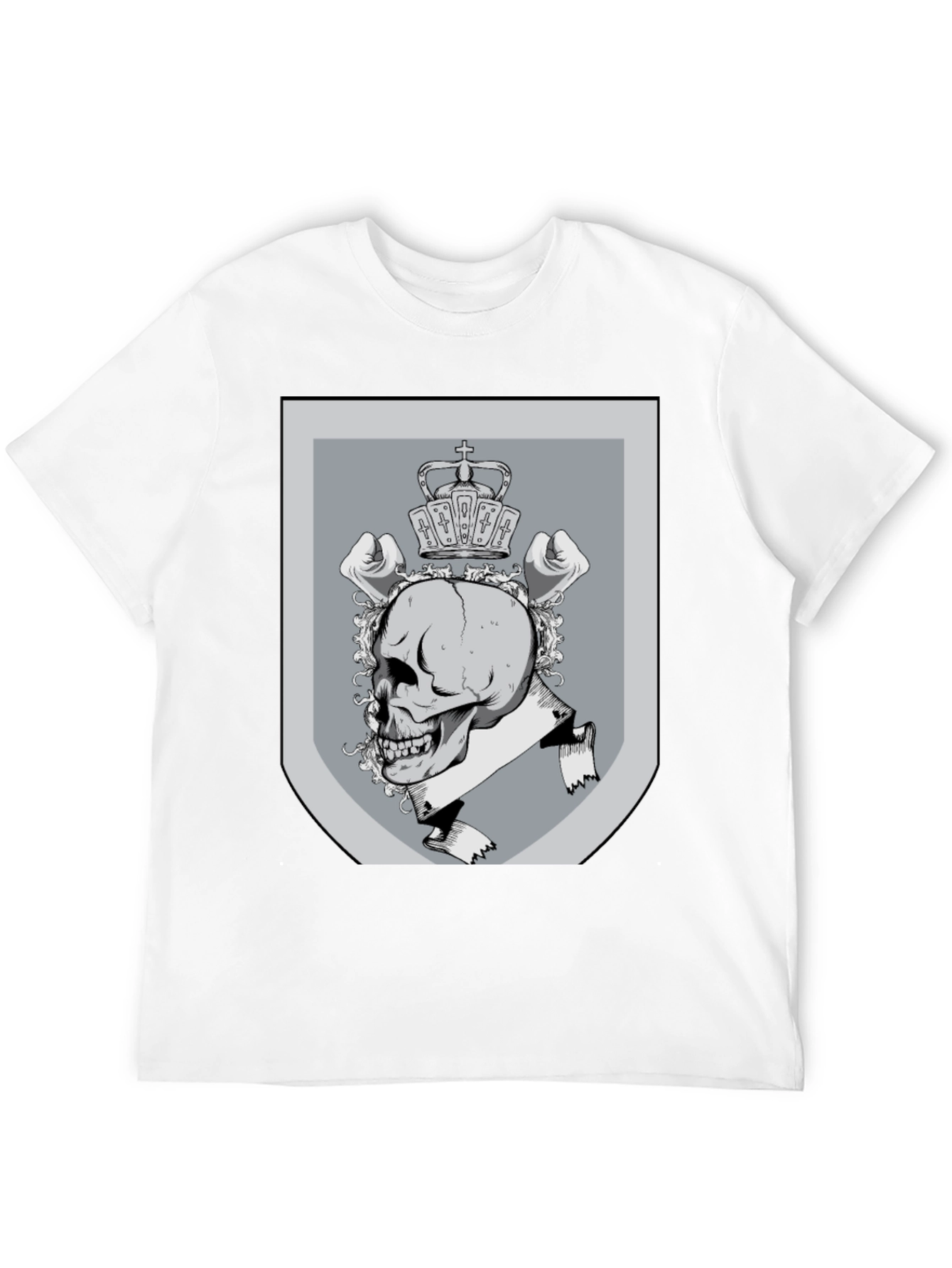 Skull Crown Emblem Graphic Tee - Black
