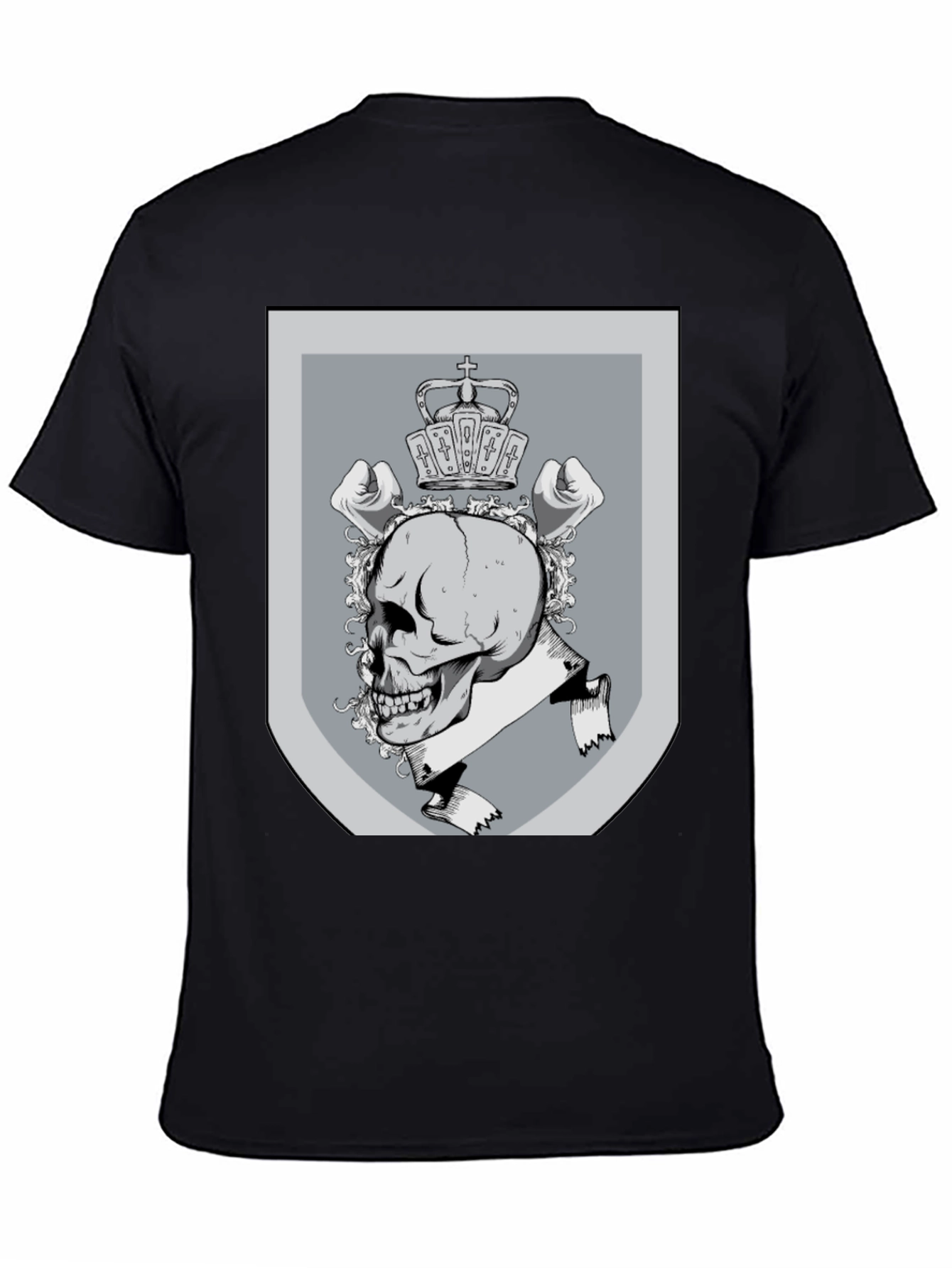 Skull Crown Emblem Graphic Tee - Black