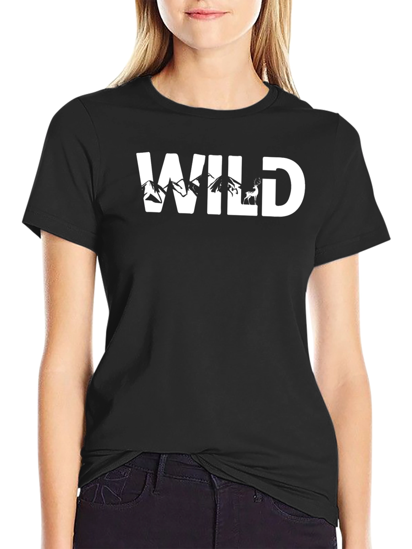 Wild Graphic Print Black T-Shirt for Men
