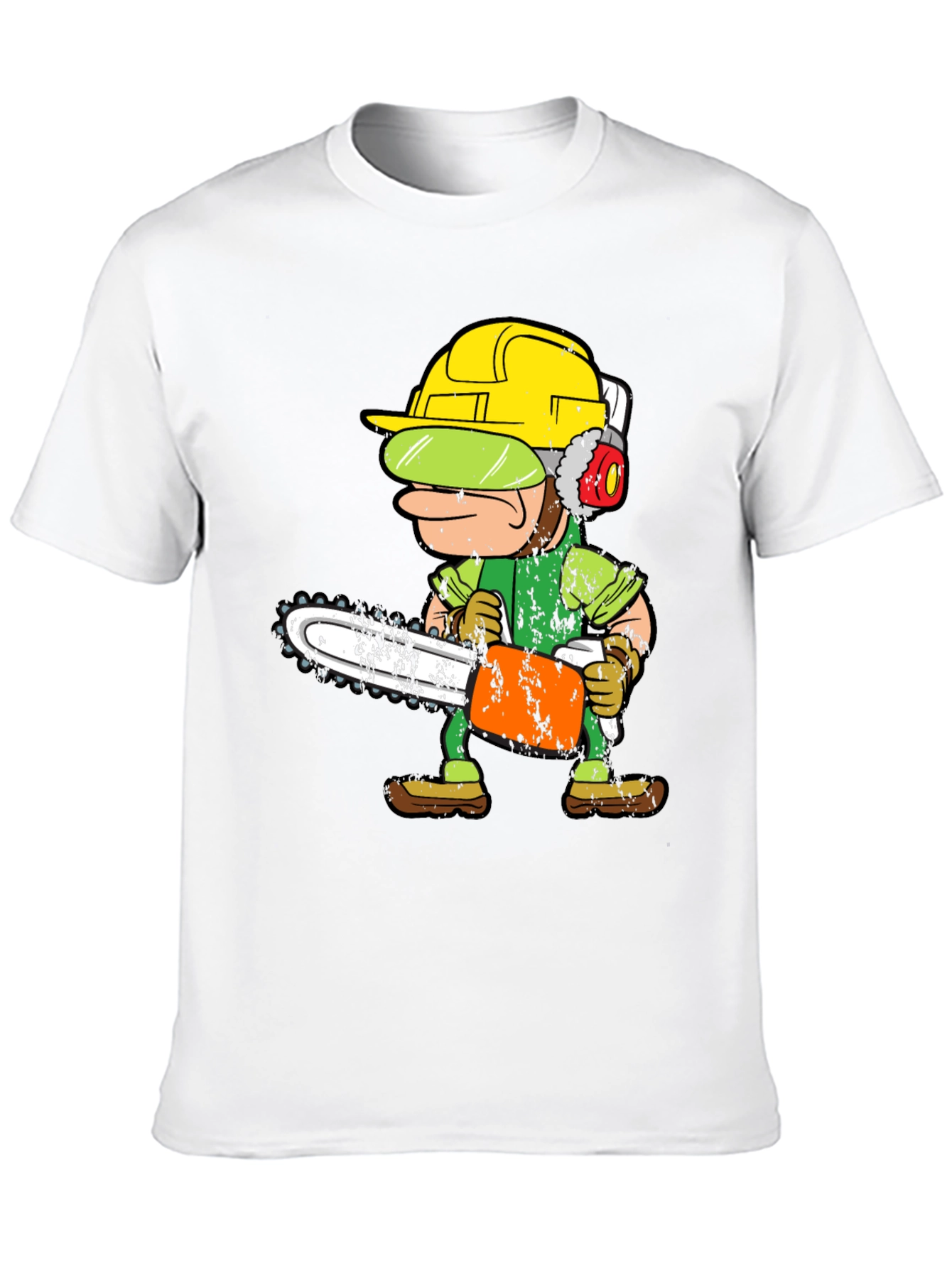 Funny Cartoon Chainsaw Lumberjack Graphic Tee