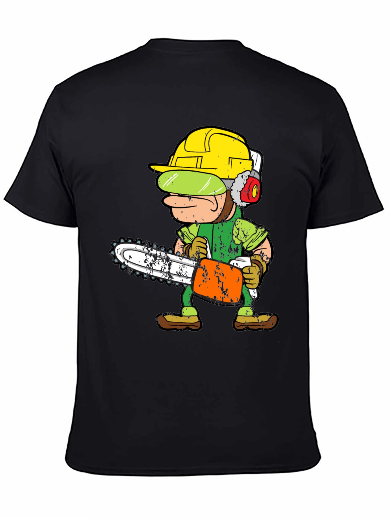Funny Cartoon Chainsaw Lumberjack Graphic Tee