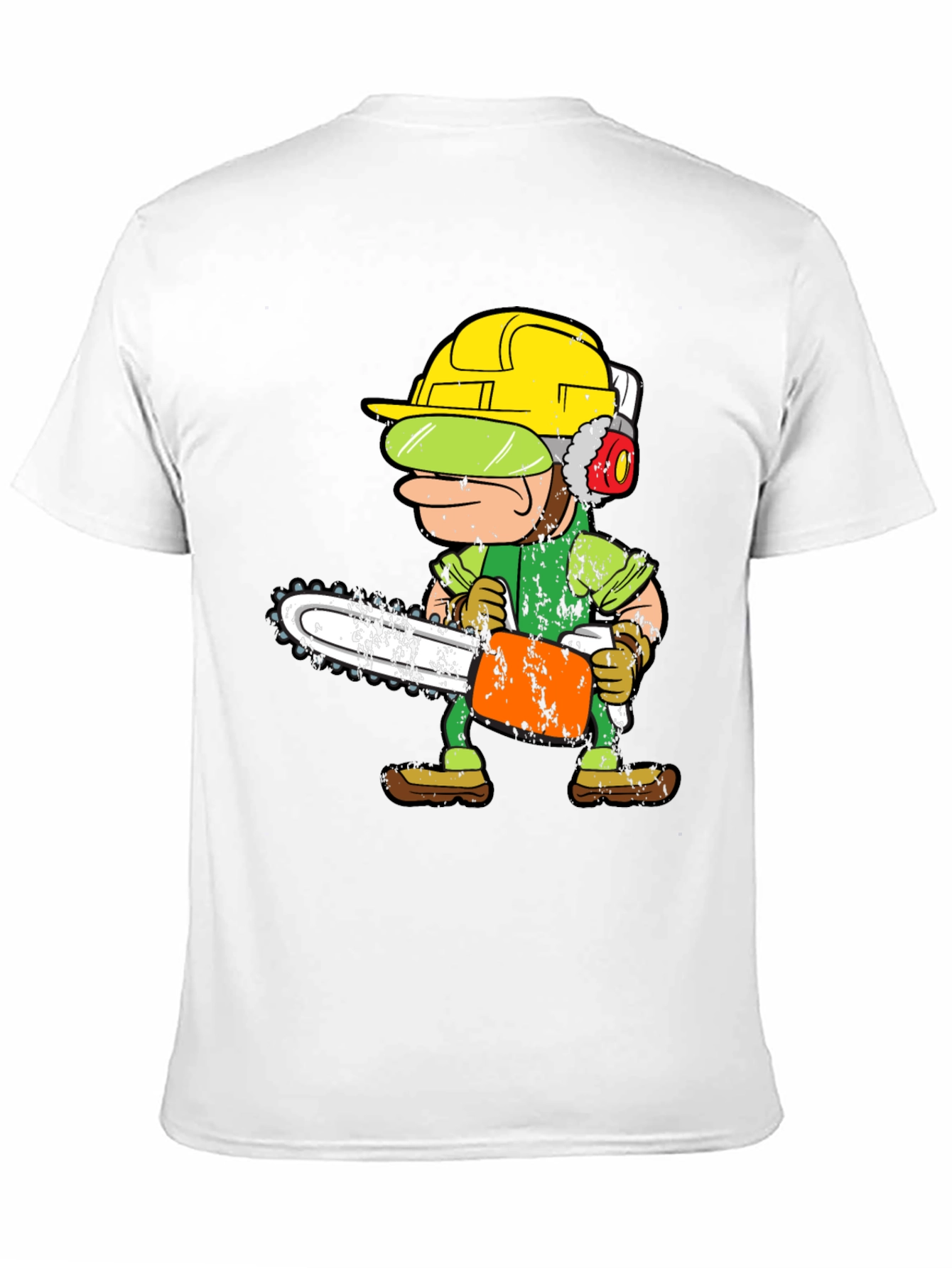 Funny Cartoon Chainsaw Lumberjack Graphic Tee