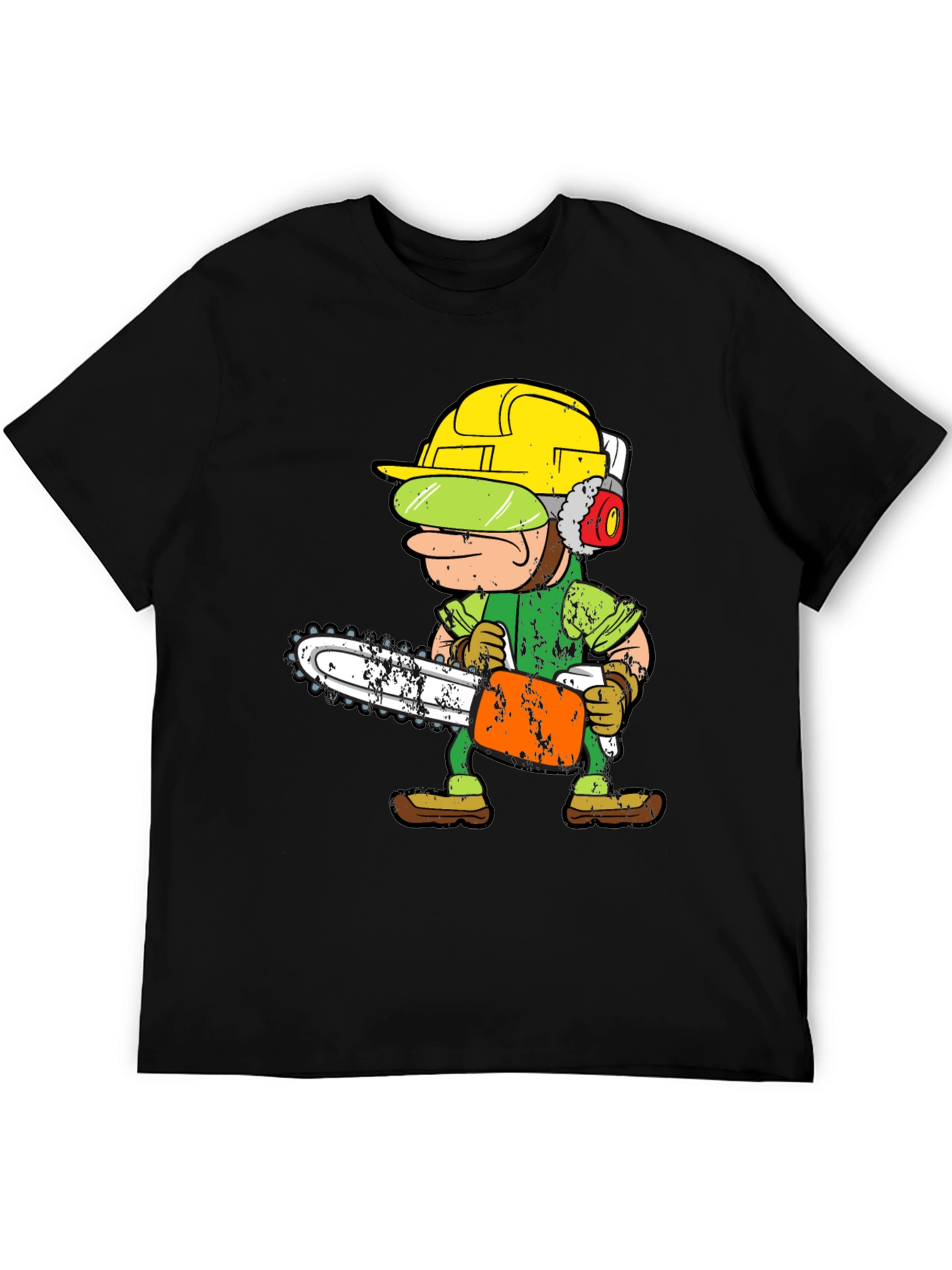 Funny Cartoon Chainsaw Lumberjack Graphic Tee