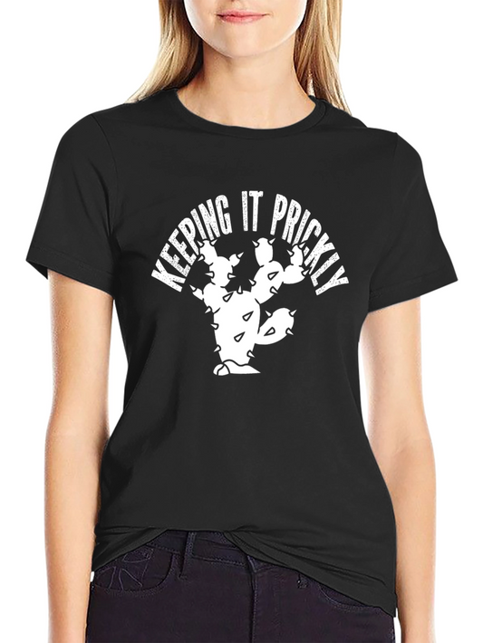 Keeping It Prickly Cactus Graphic Tee - Black Cotton T-Shirt