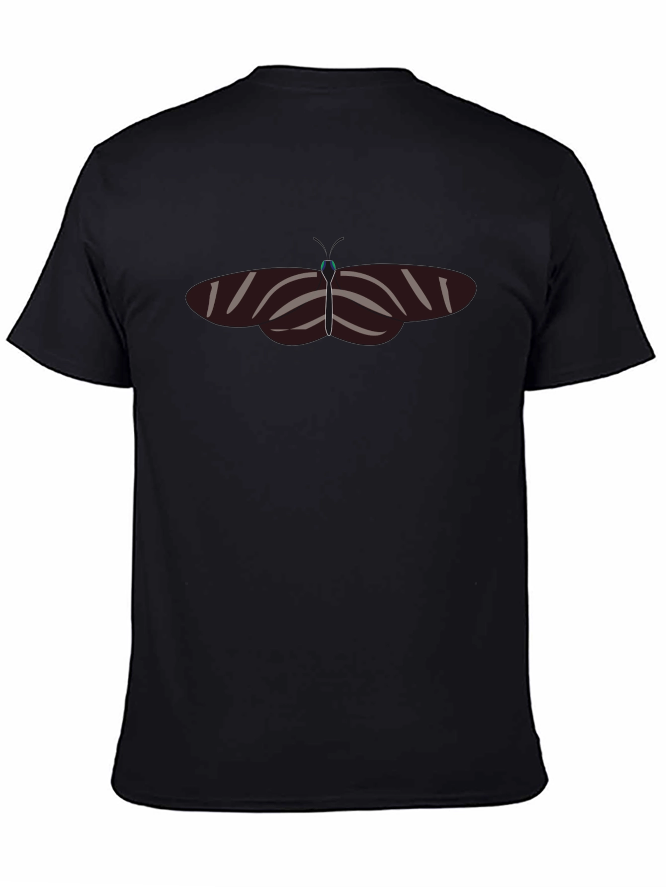 Striped Butterfly Graphic Black T-Shirt