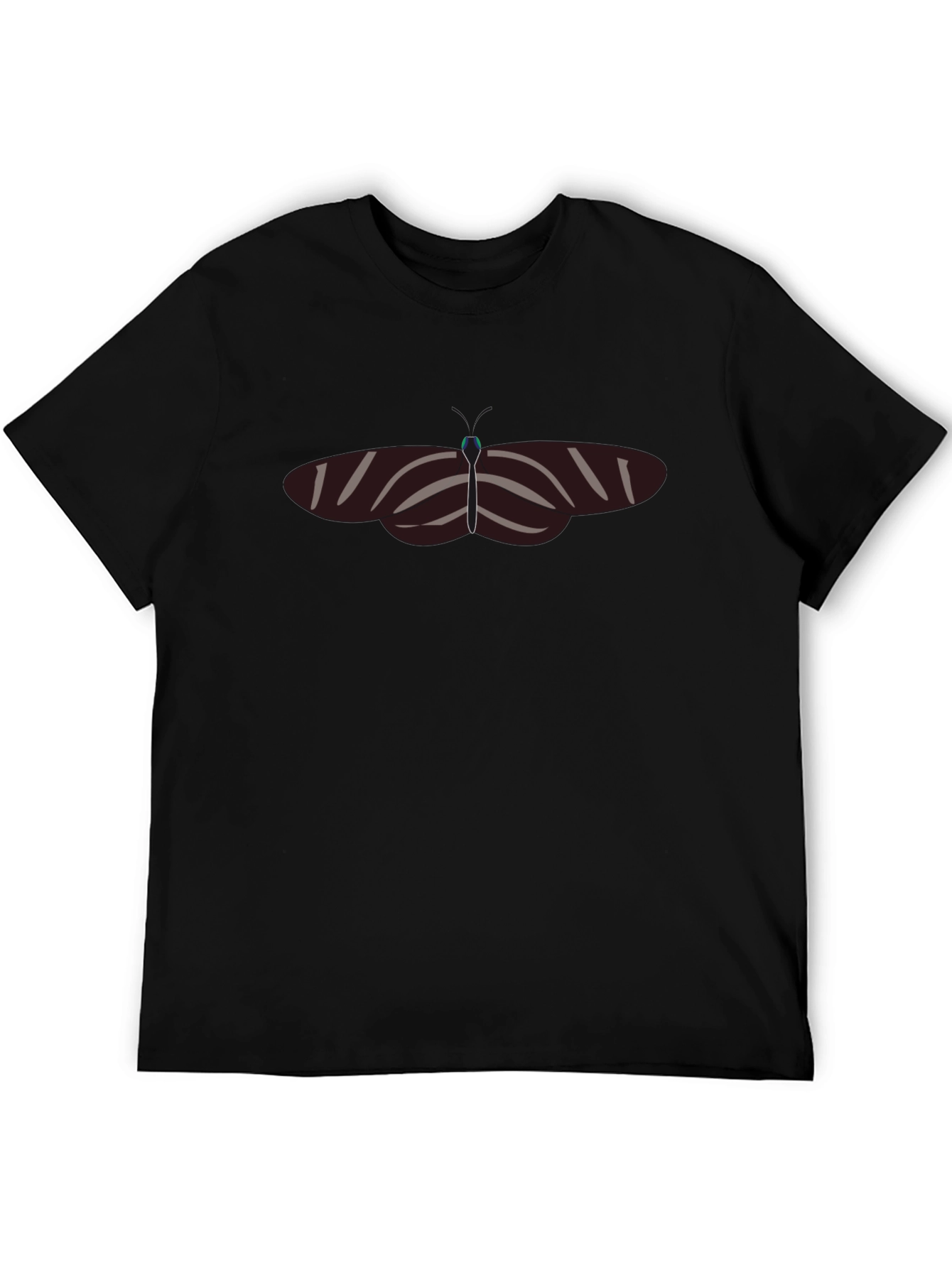 Striped Butterfly Graphic Black T-Shirt