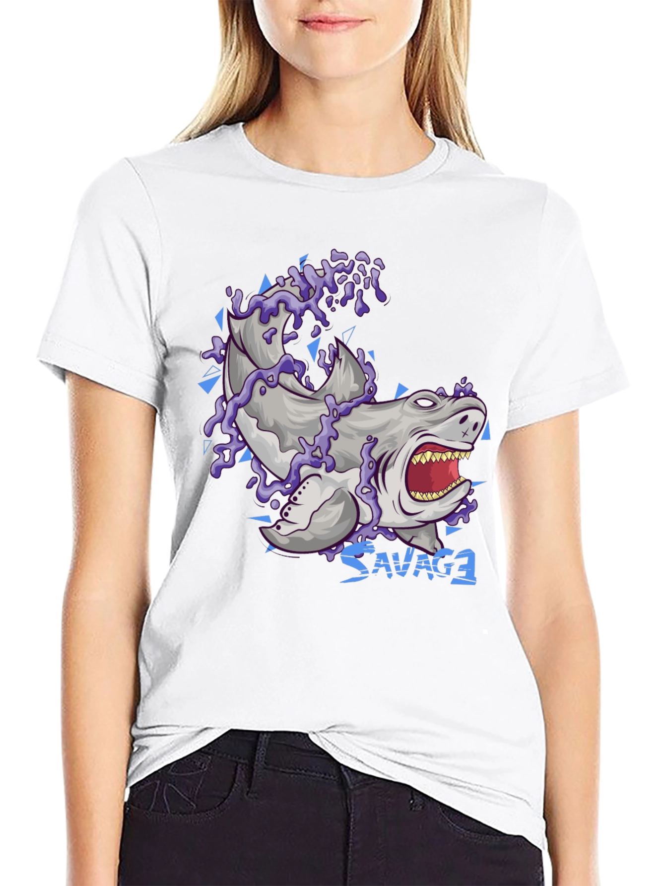 Savage Shark Graphic T-Shirt - Black
