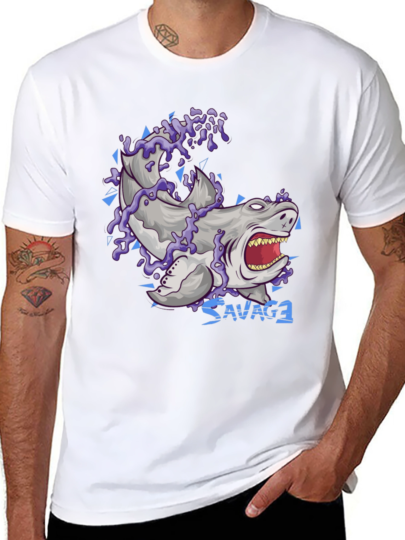 Savage Shark Graphic T-Shirt - Black