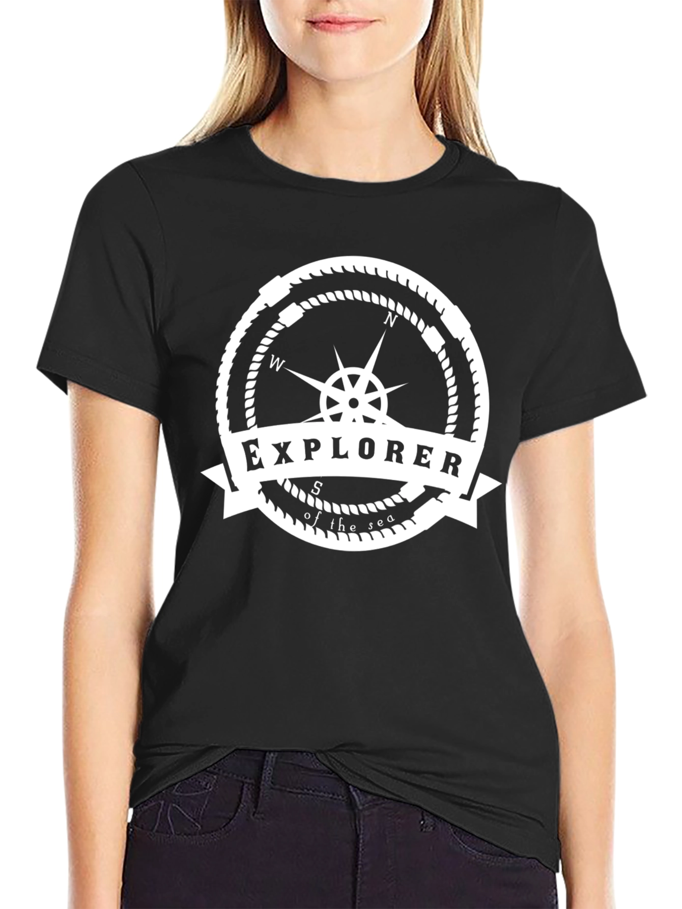 Explorer of the Sea Black Graphic T-Shirt