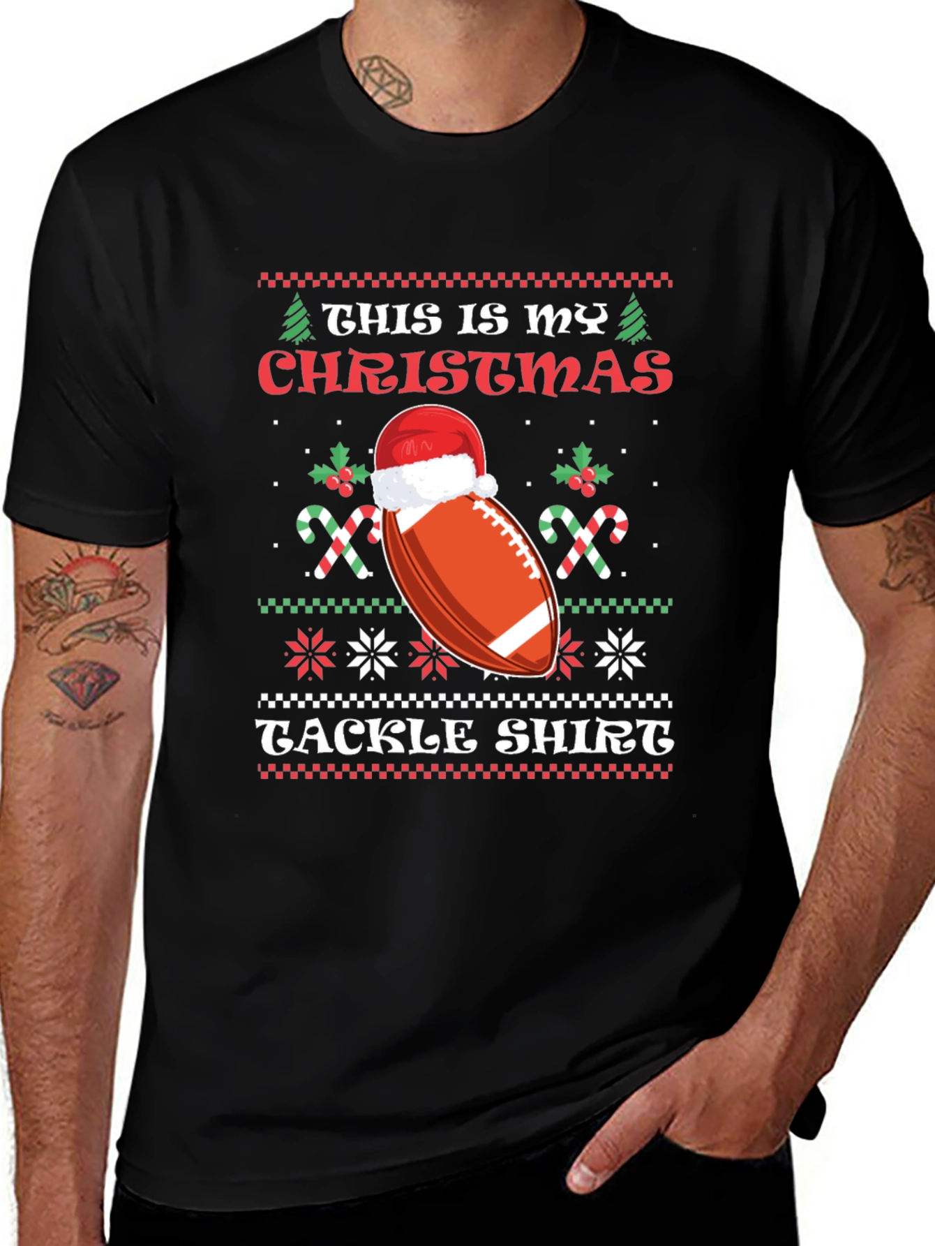 Christmas Football Tackle Shirt Holiday Tee