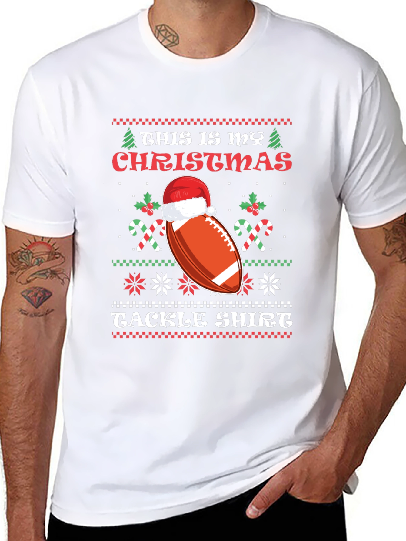 Christmas Football Tackle Shirt Holiday Tee