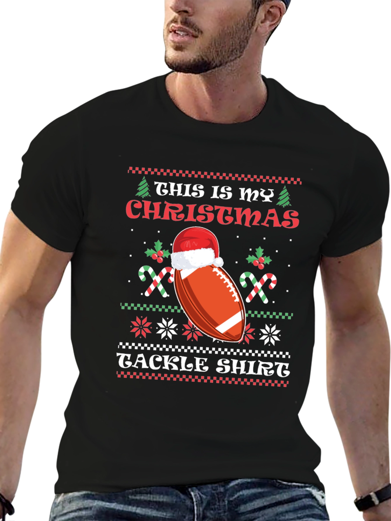 Christmas Football Tackle Shirt Holiday Tee