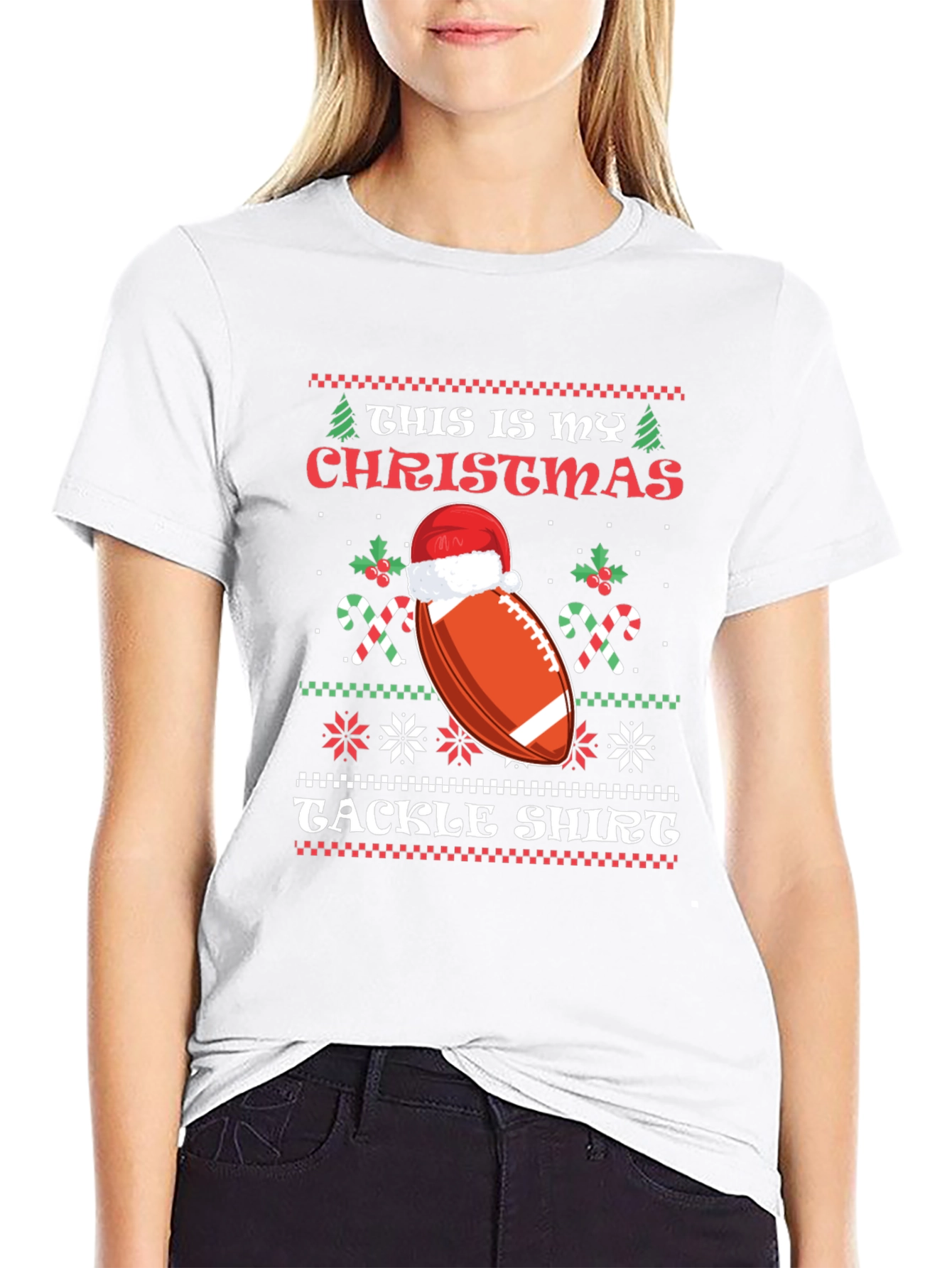 Christmas Football Tackle Shirt Holiday Tee