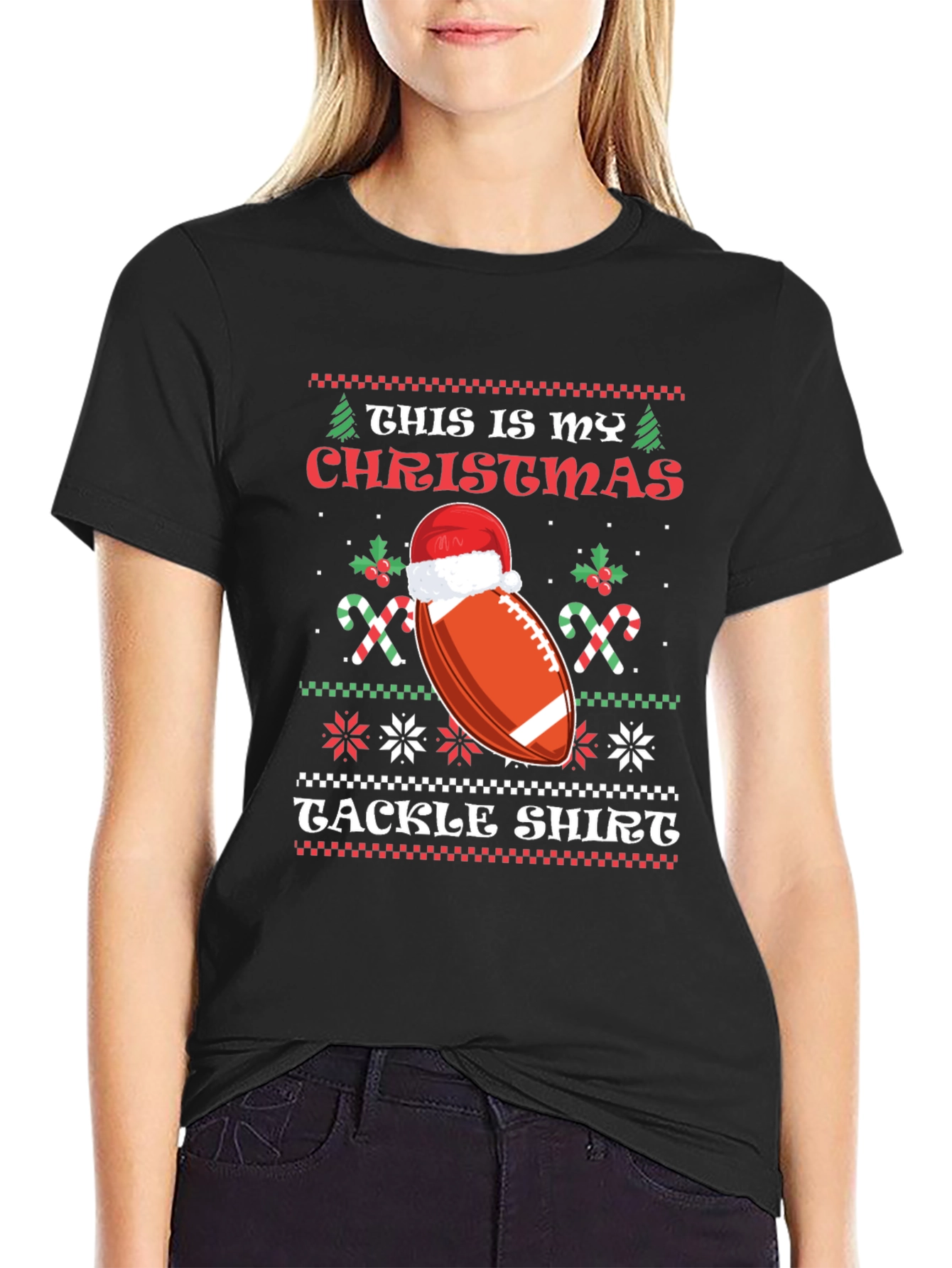 Christmas Football Tackle Shirt Holiday Tee