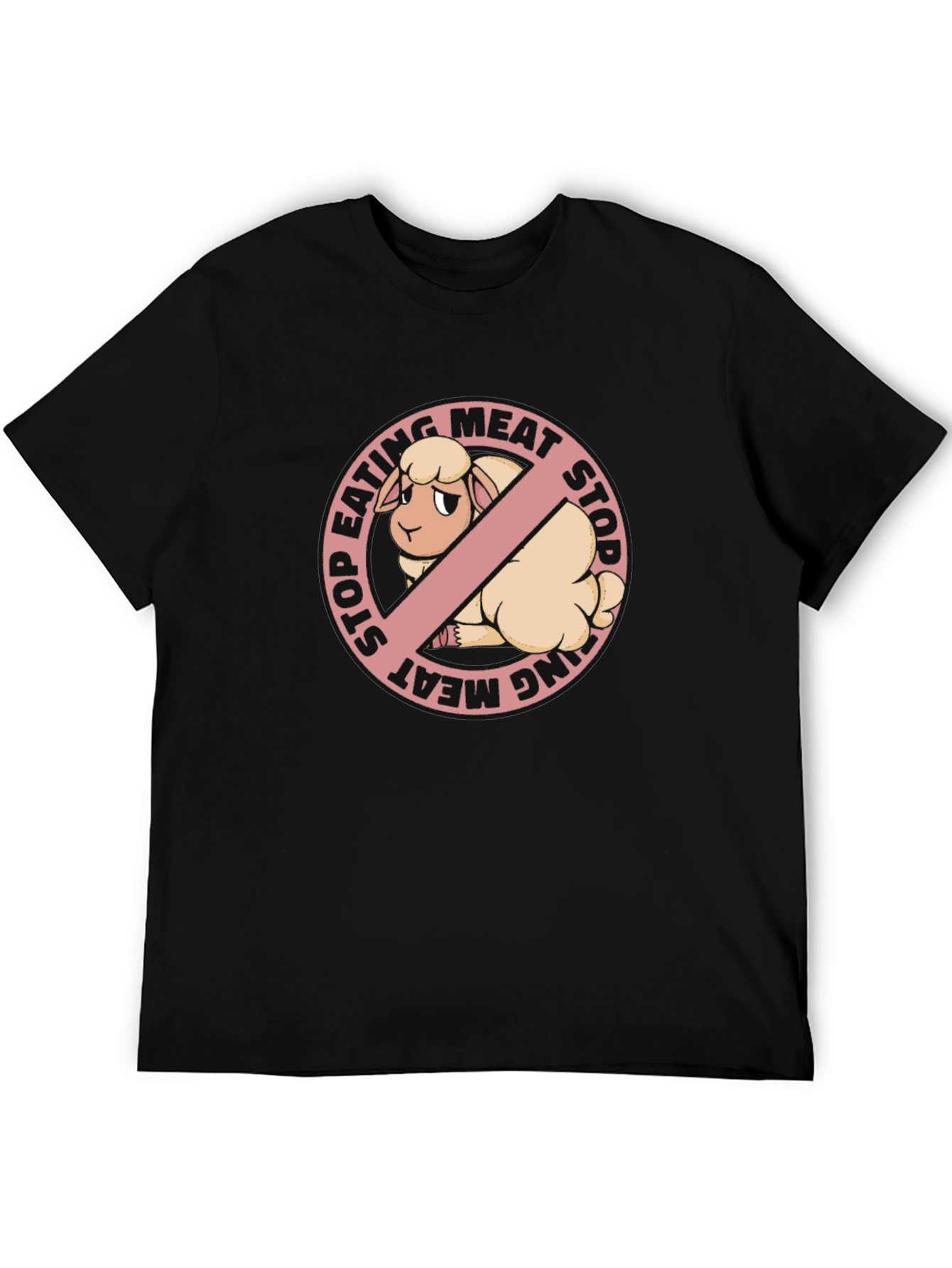 Stop Eating Meat Vegan T-Shirt with Sheep Graphic
