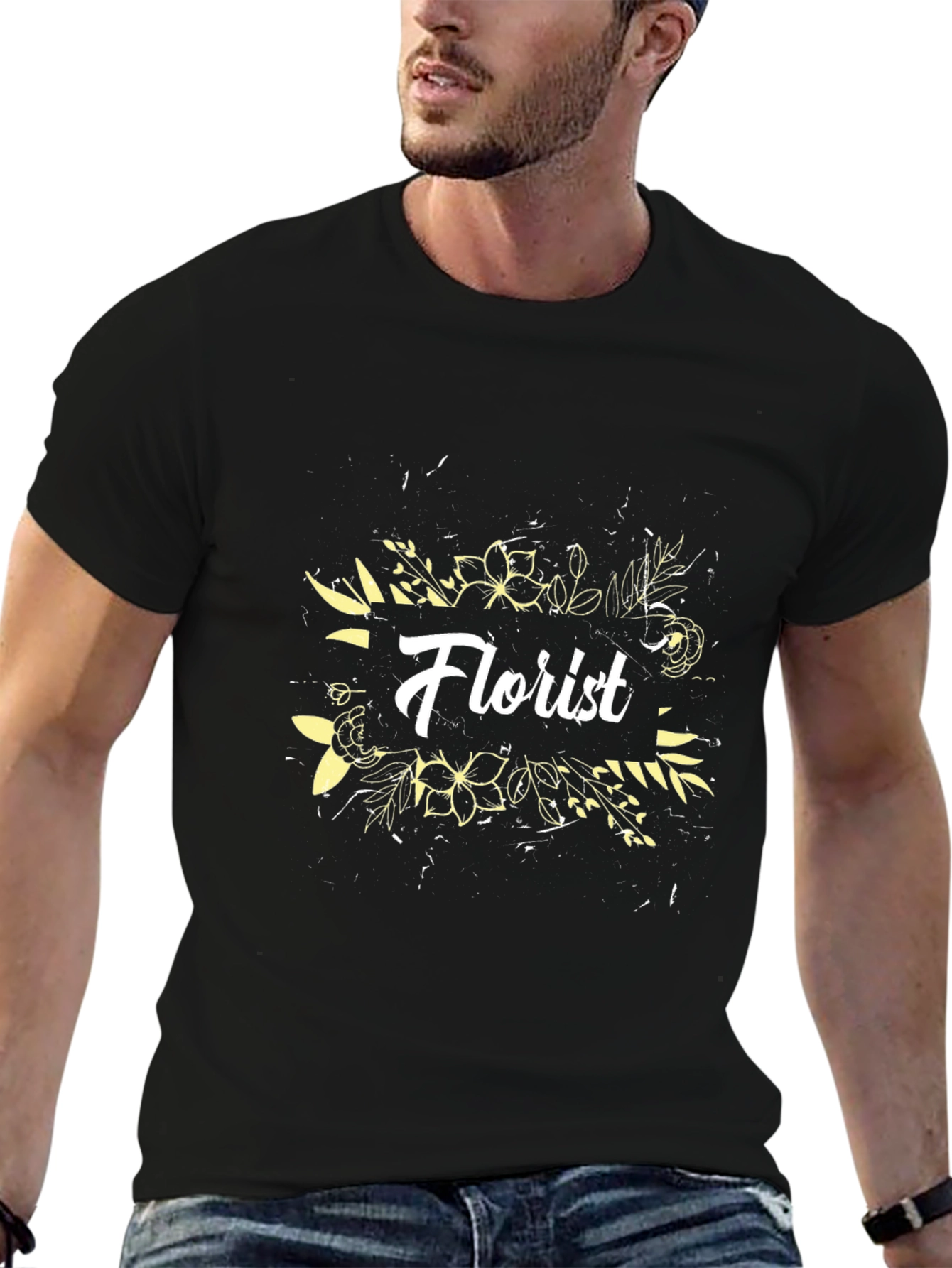 Florist Floral Graphic Black T-Shirt