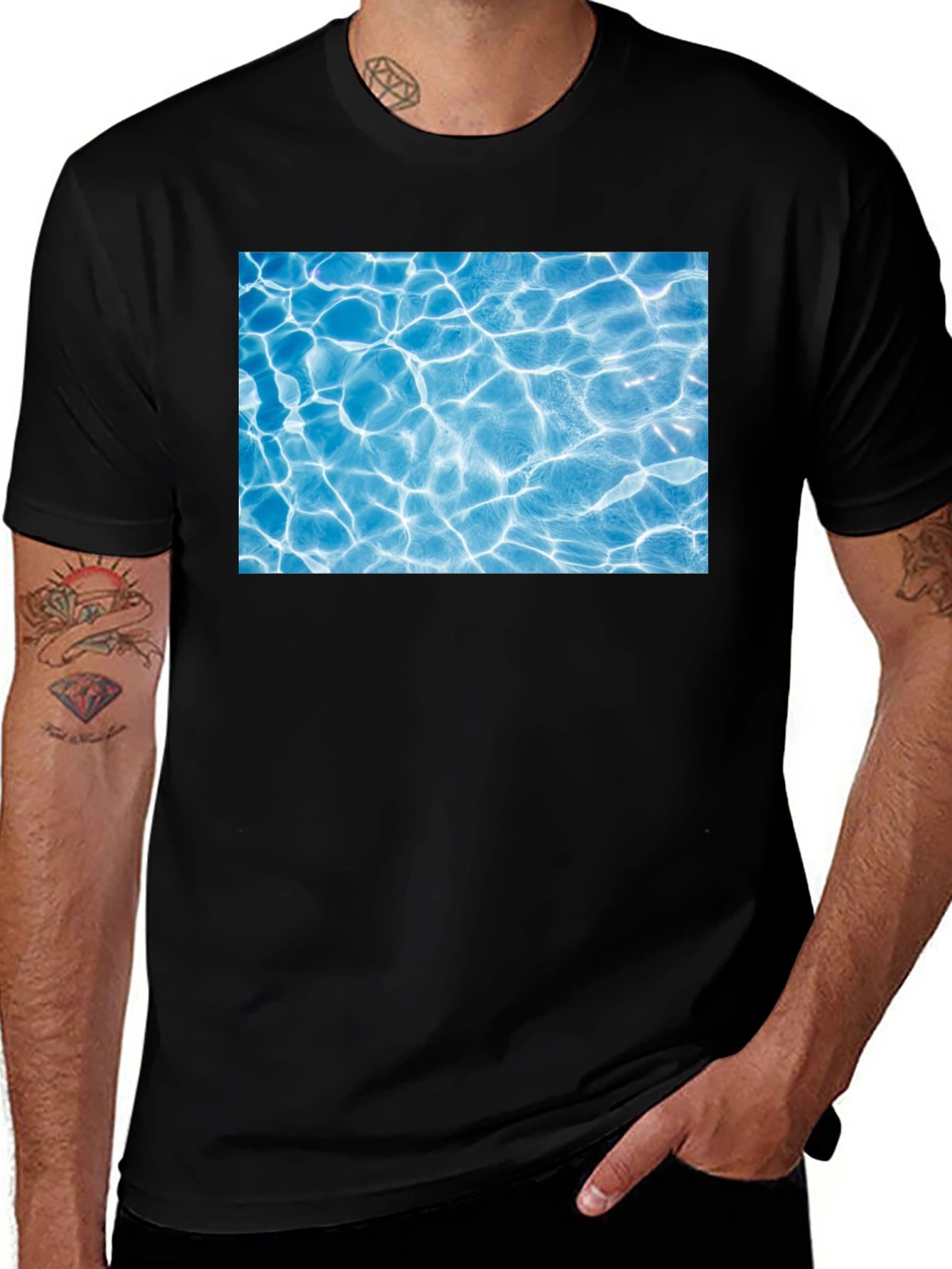 Pool Water Graphic Black Tee