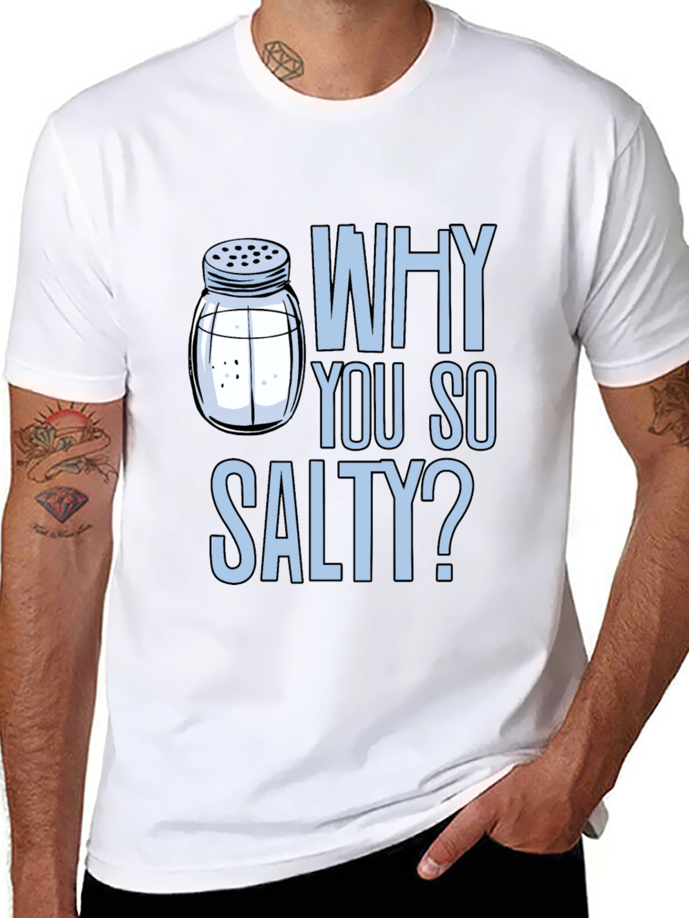 Why You So Salty? Graphic Print Crew Neck T-Shirt