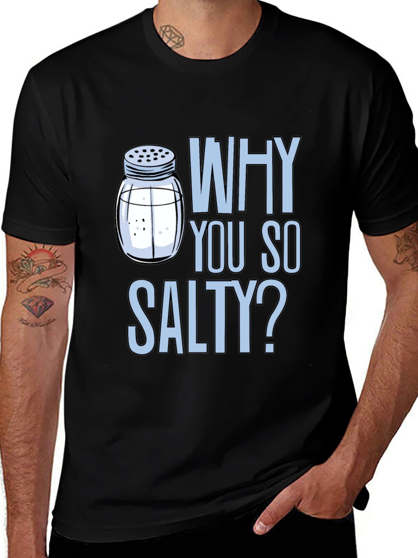 Why You So Salty? Graphic Print Crew Neck T-Shirt